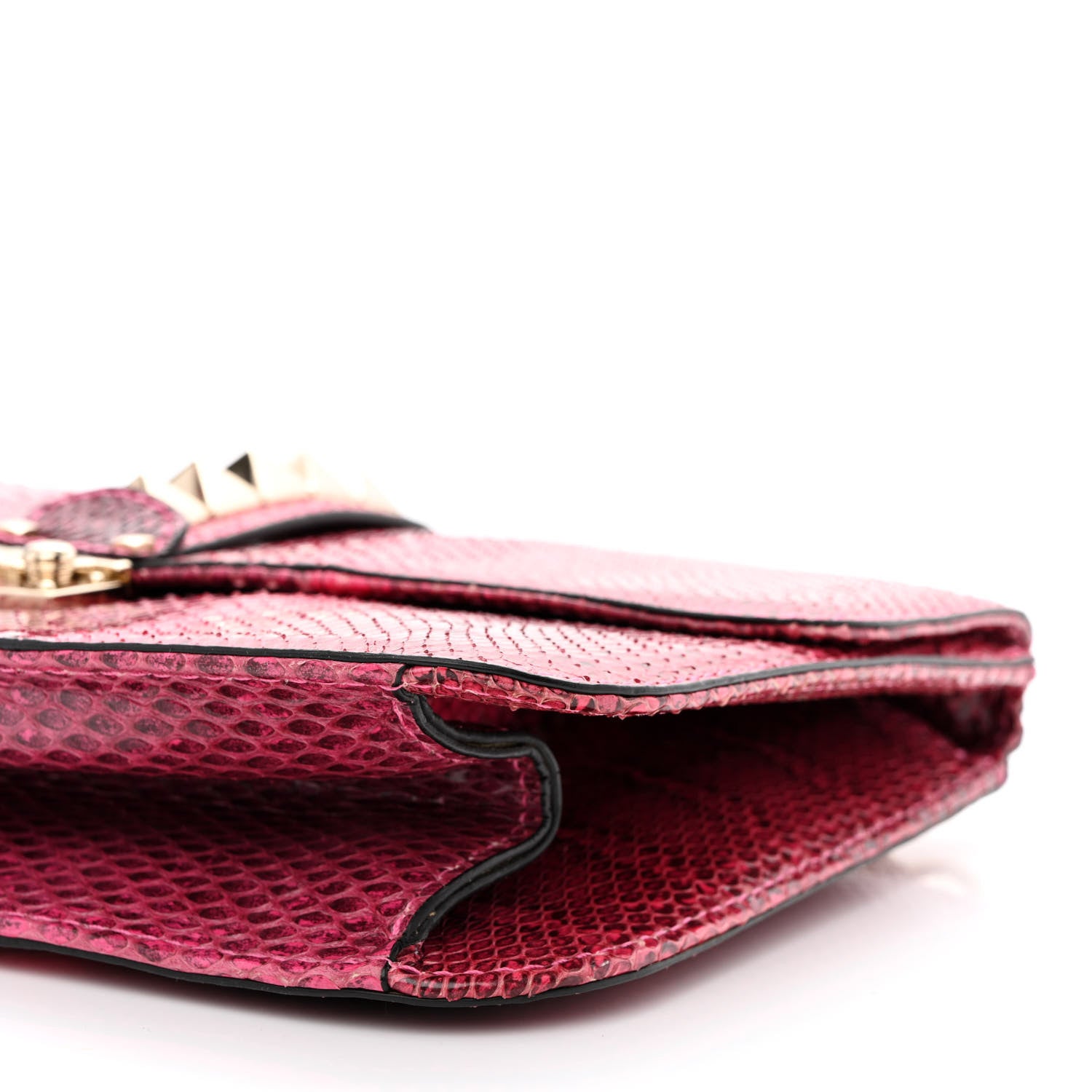 Valentino Garavani Snakeskin Large Glam Lock Rockstud Flap Pop Fuxia 10 of 10