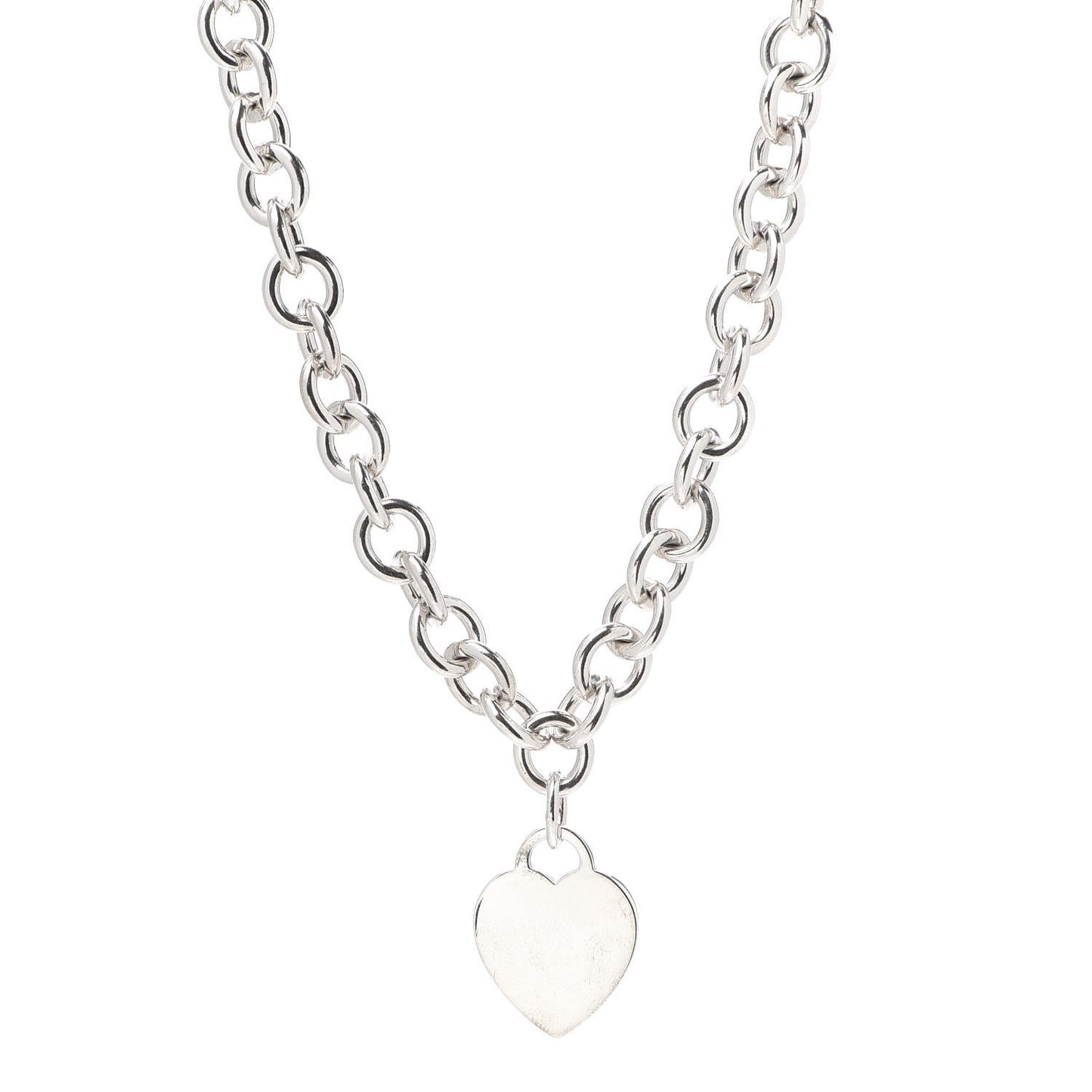 Sterling Silver Heart Tag Toggle Necklace