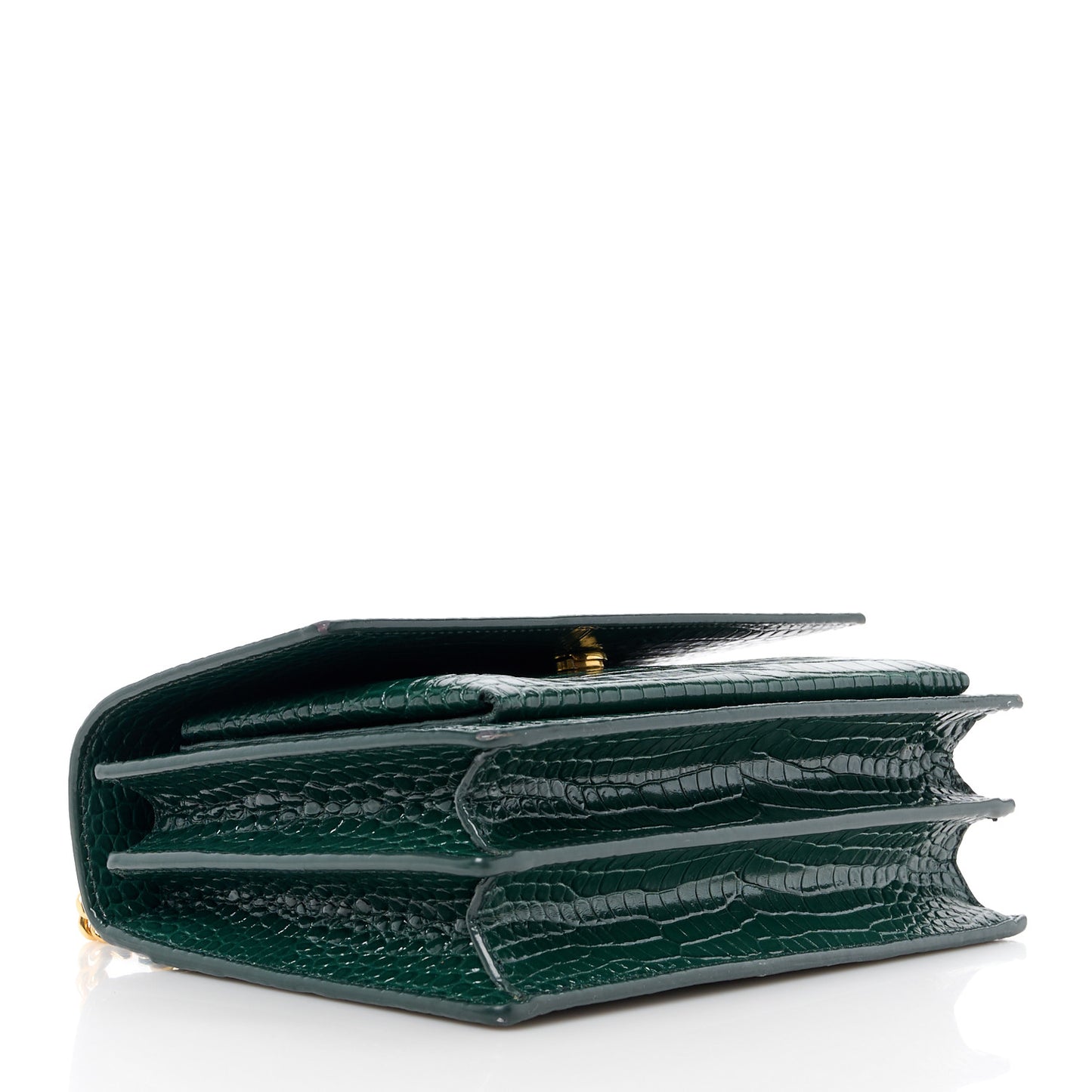 Calfskin Crocodile Embossed Medium Monogram Sunset Dark Mint