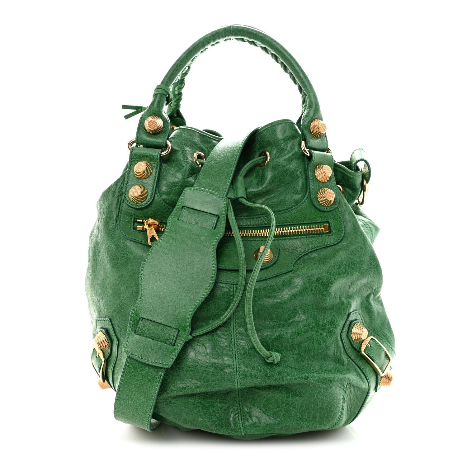 Balenciaga Agneau Giant 21 Gold Hardware Pompon Vert Fluo 1814106
