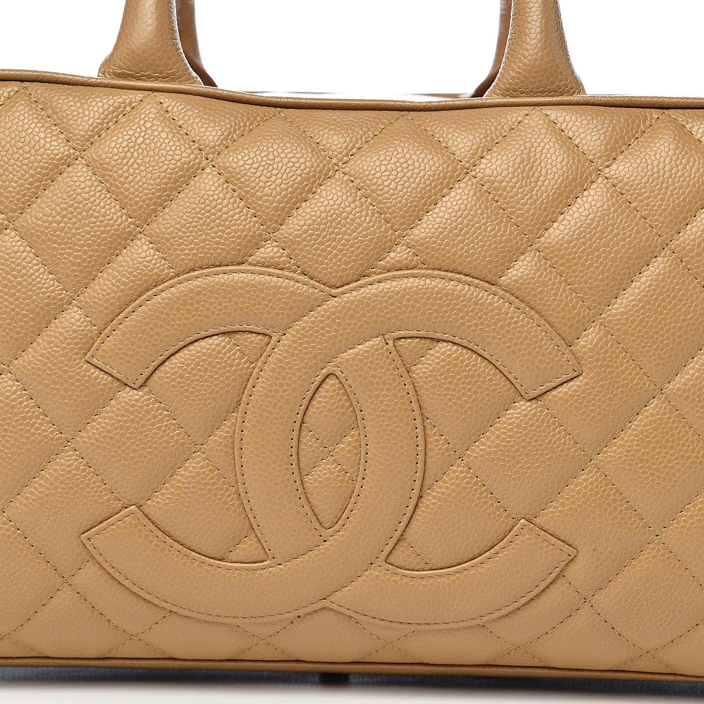 Caviar Quilted Large Bowler Bag Beige