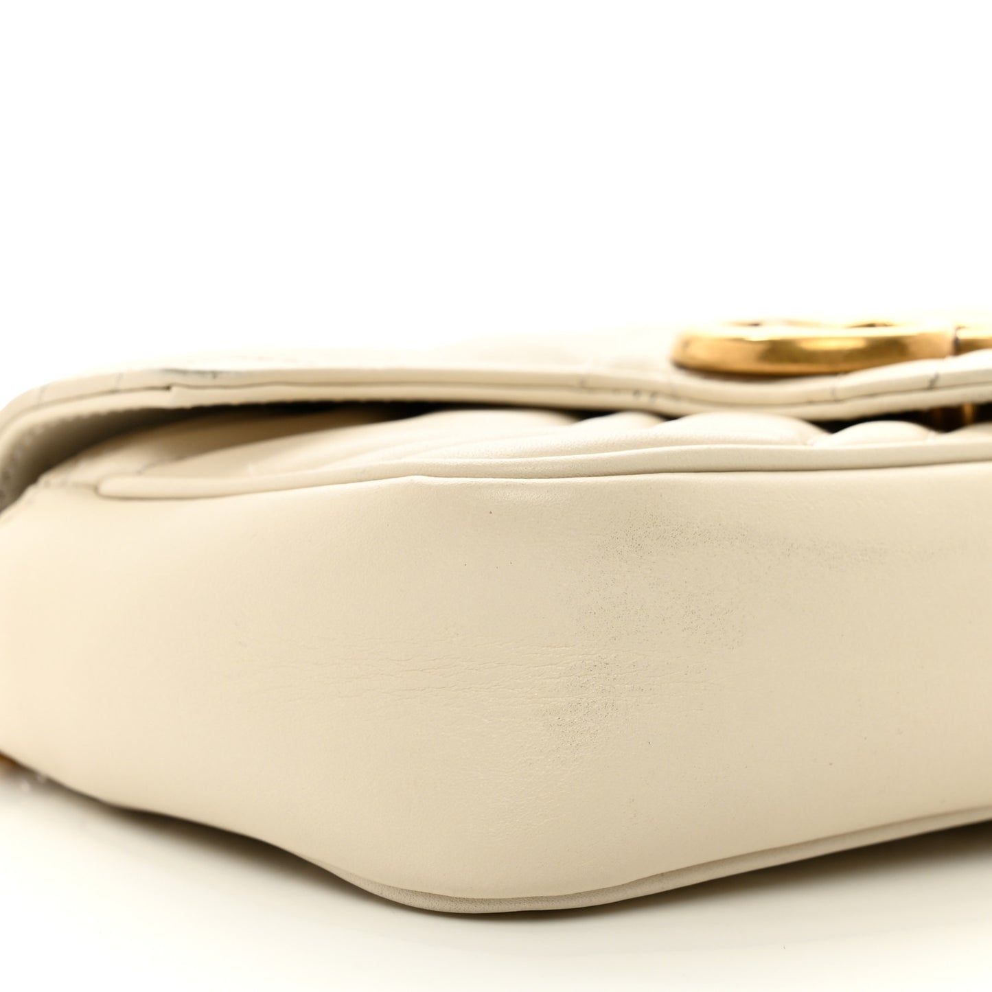Calfskin Matelasse Super Mini GG Marmont Shoulder Bag White