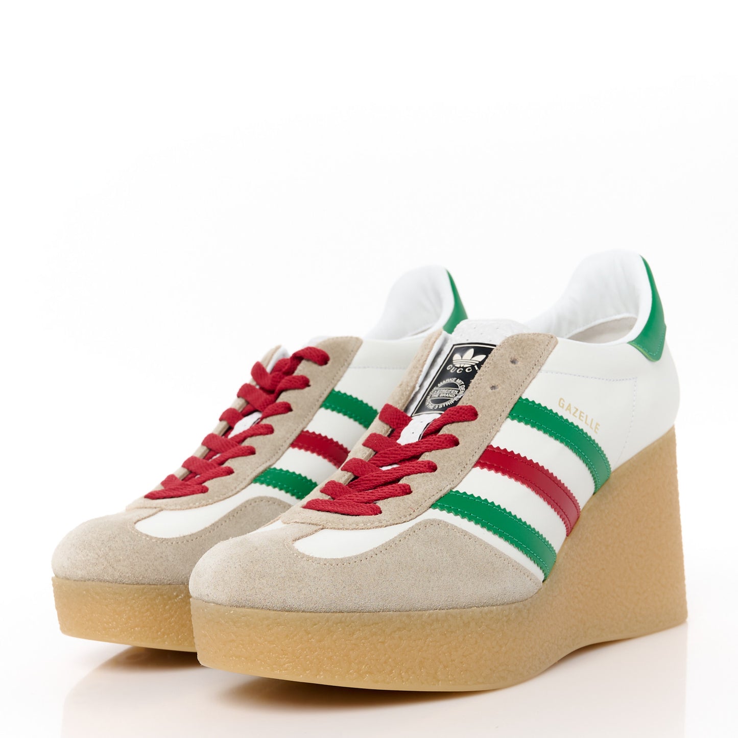 X ADIDAS Suede Madeira Gazelle Wedge Sneakers 42 Oatmeal White New Shamarock Hibiscus Red