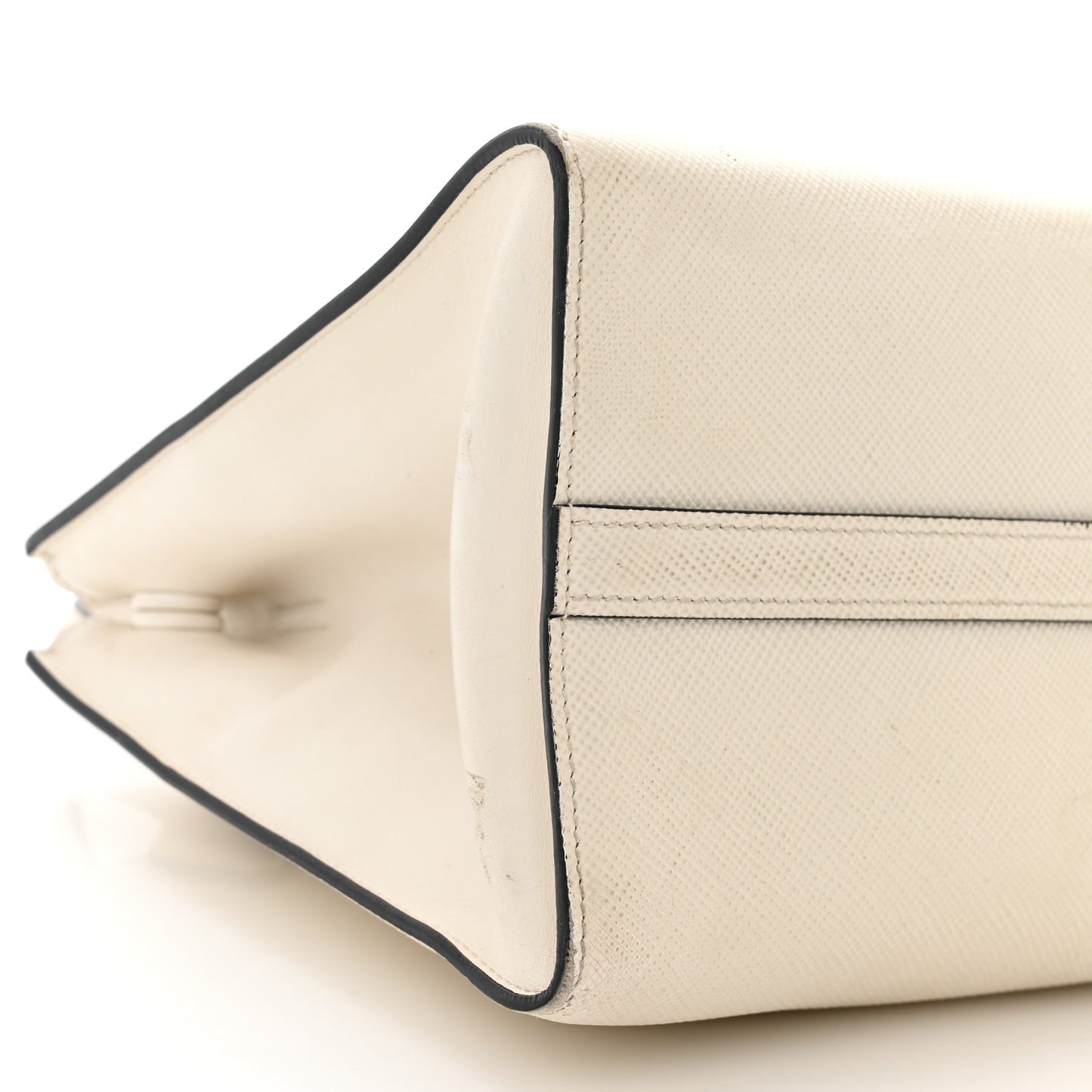 Saffiano Cuir Calfskin Small Monochrome Top Handle Tote White