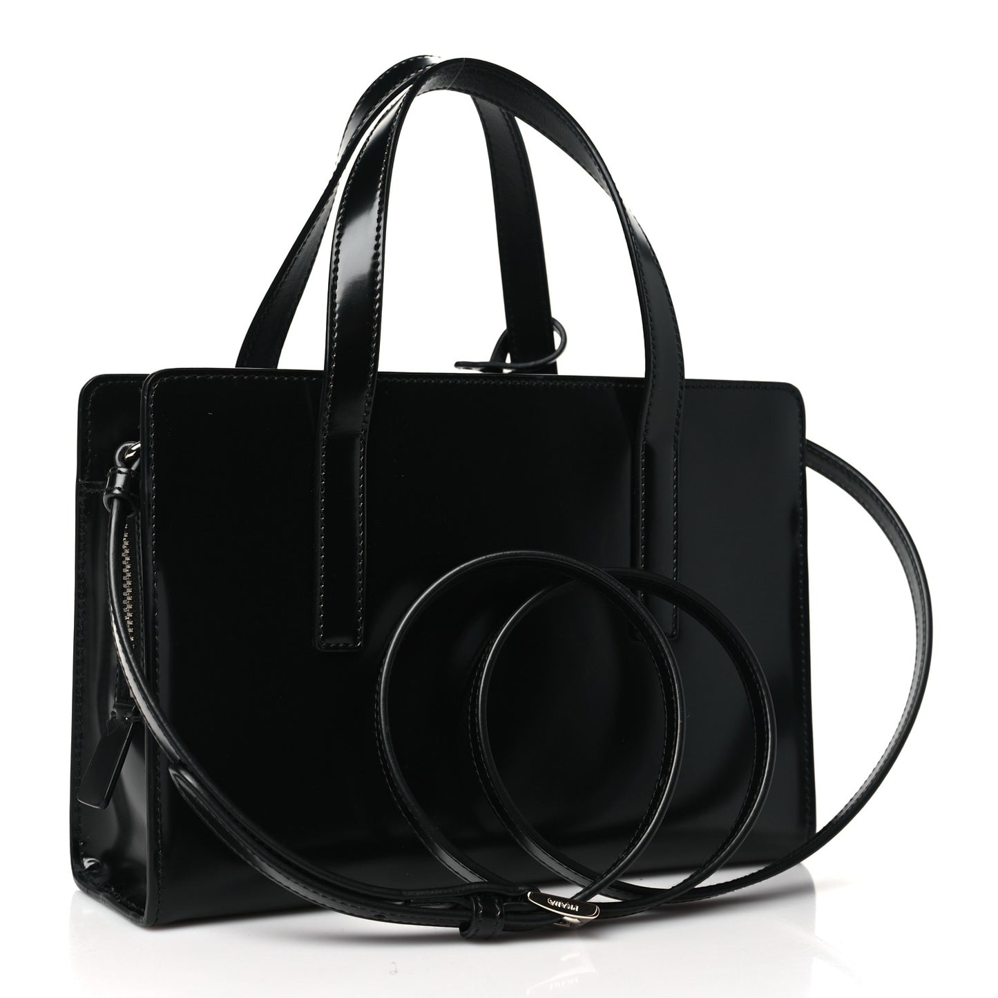 Spazzolato Mini Re-Edition 1995 Double Handle Handbag Black