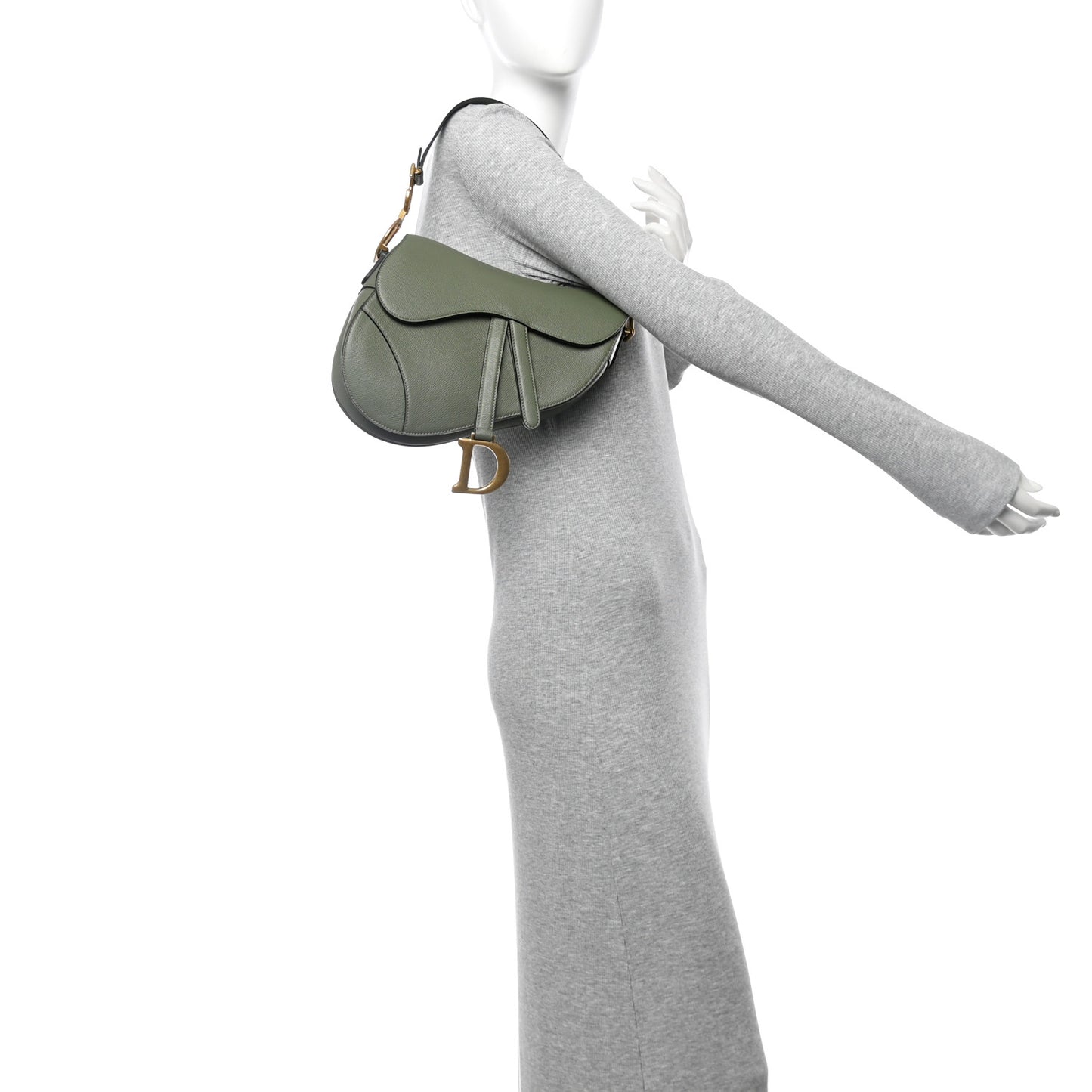 Grained Calfskin Saddle Bag Sage