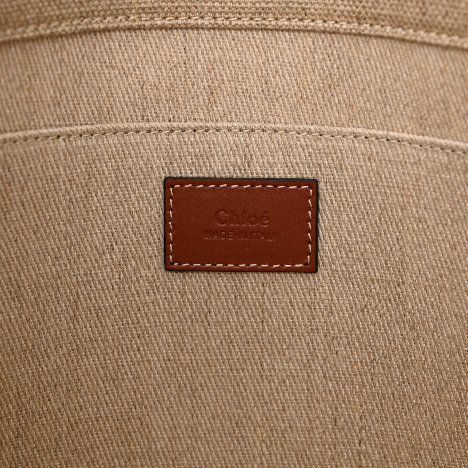 Chloe Linen Calfskin Medium Woody Ribbon Tote White Brown 6 of 15