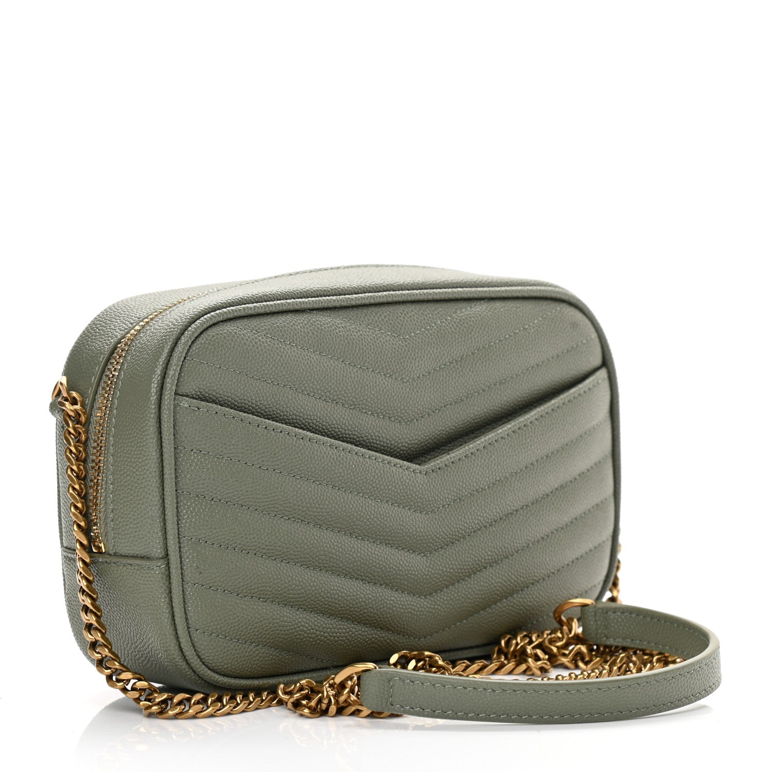 Saint Laurent Grain De Poudre Matelasse Monogram Mini Lou Camera Bag Light Sage 3 of 11