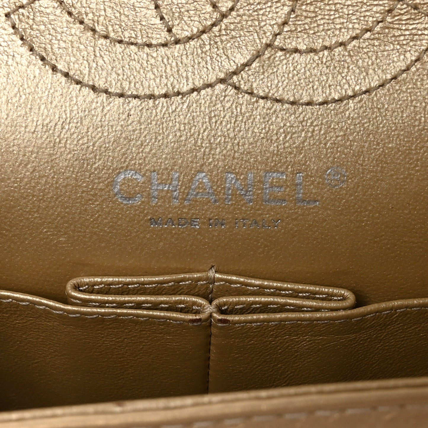 Metallic Calfskin Quilted 2.55 Reissue 224 Flap Gold
