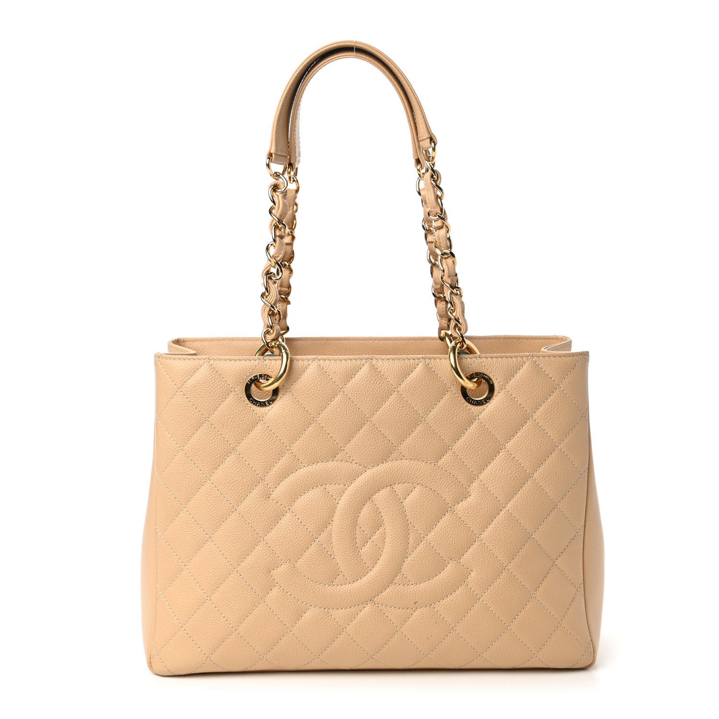 Caviar Quilted Grand Shopping Tote GST Beige Clair