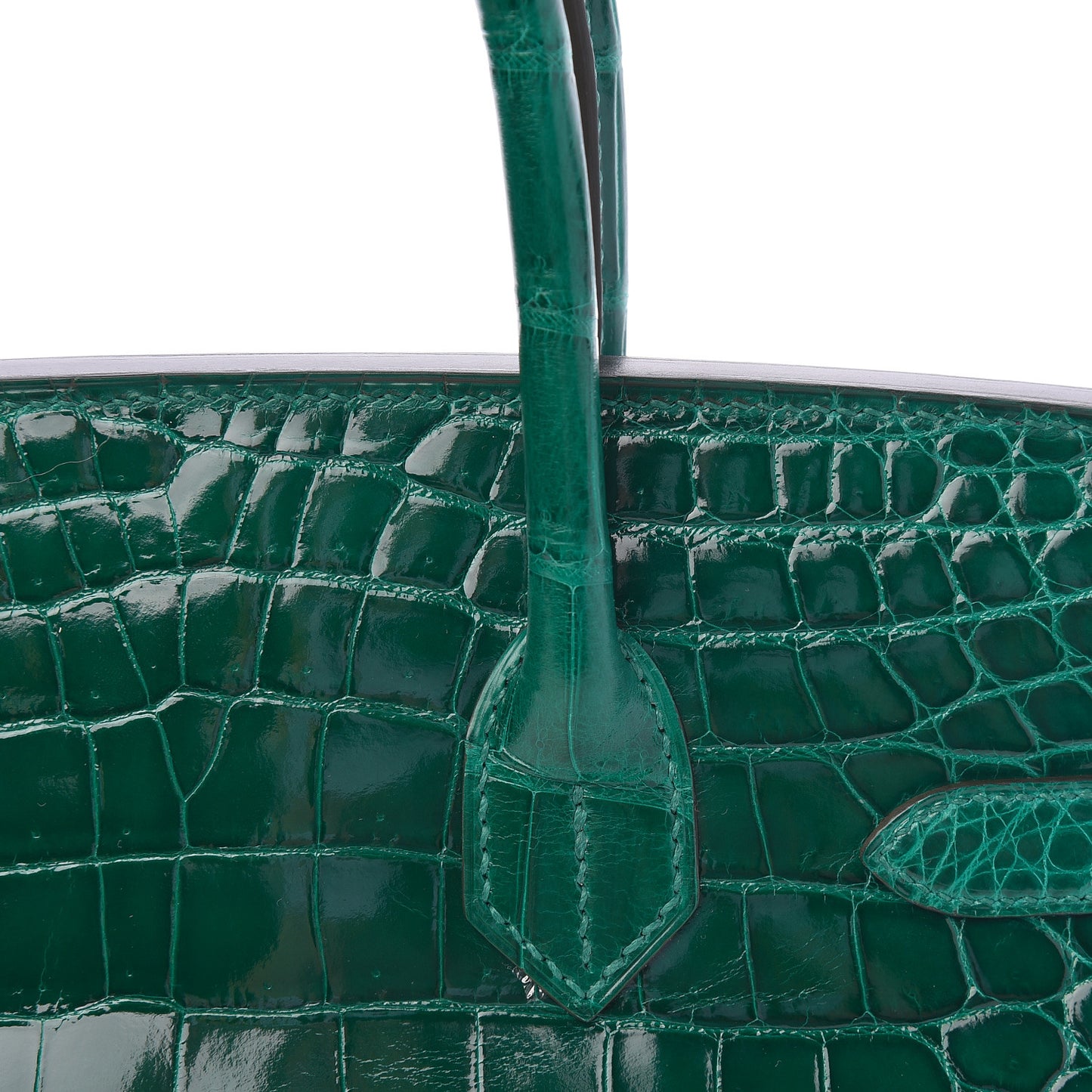 Shiny Niloticus Crocodile Horseshoe Birkin 30 Vert Emeraude Black