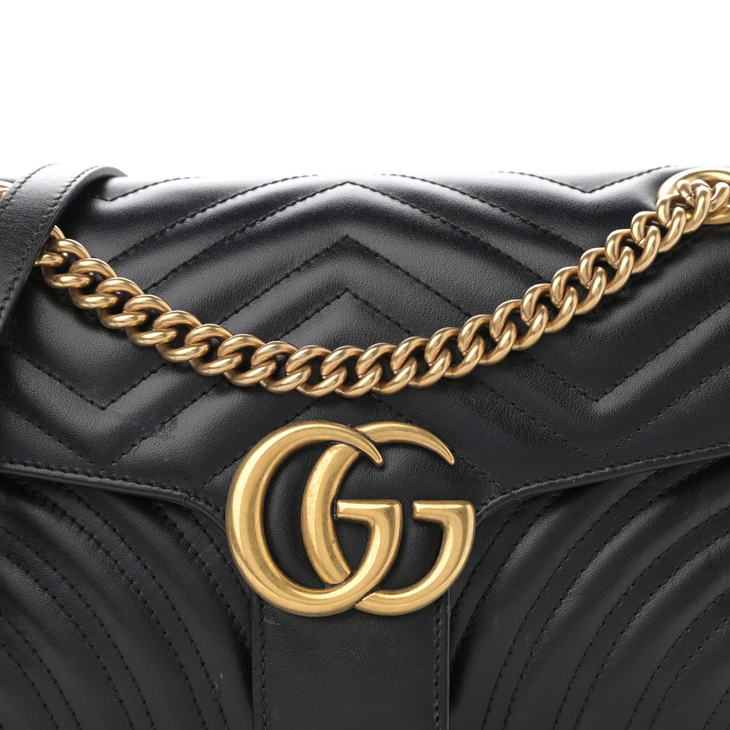 Gucci Calfskin Matelasse Small GG Marmont Shoulder Bag Black 7 of 13