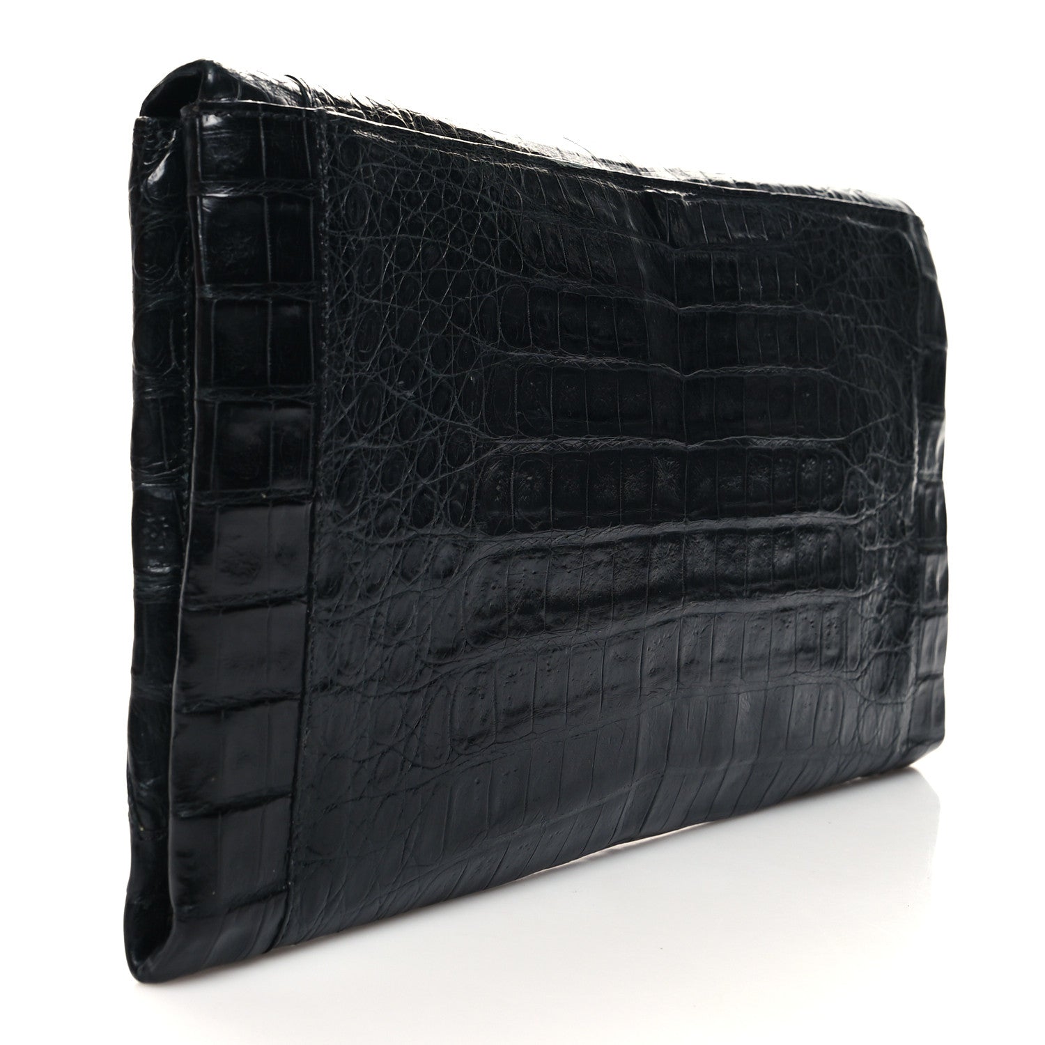 Nancy Gonzalez Crocodile Foldover Clutch Black 3 of 12
