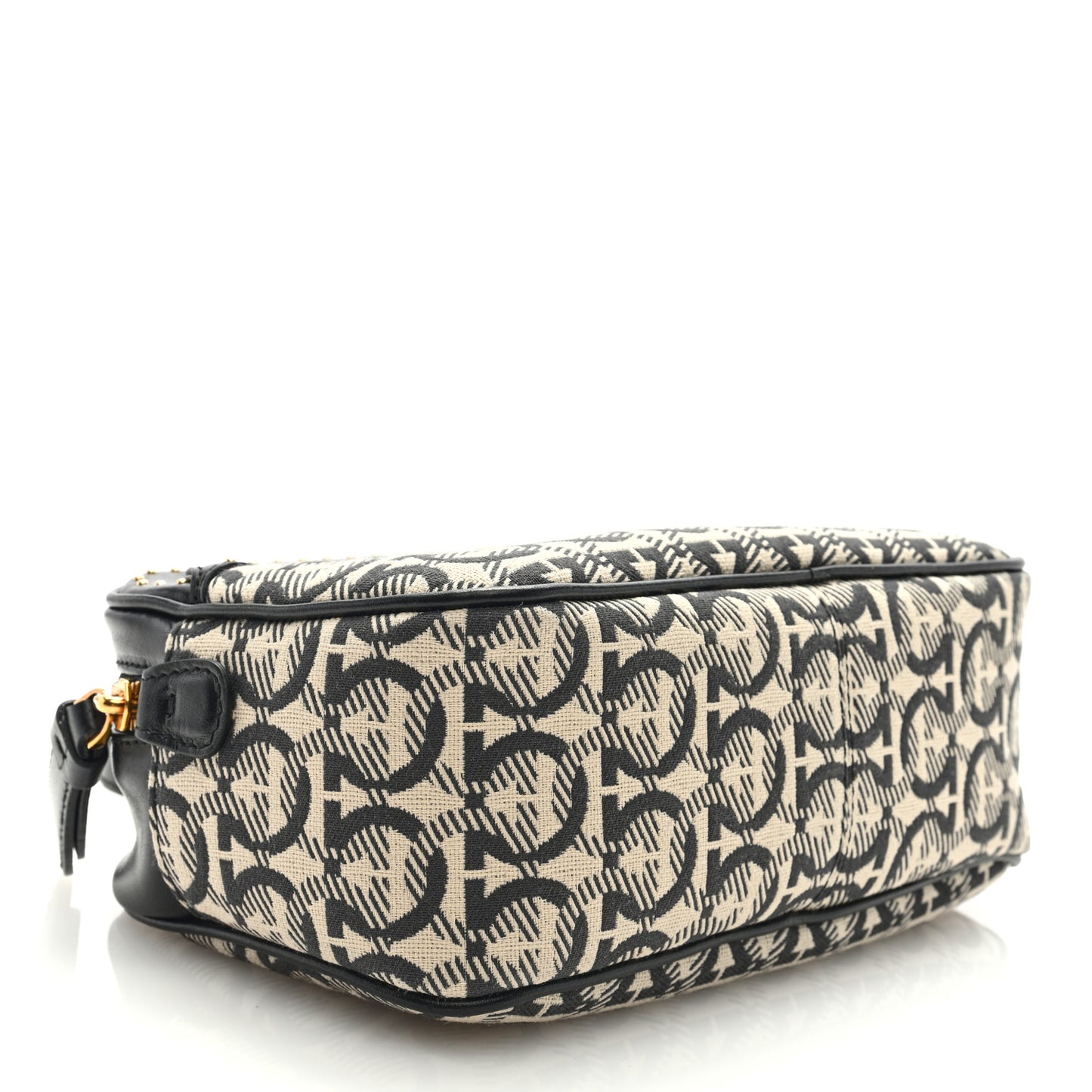 Canvas Calfskin Gancini Camera Bag Black Beige