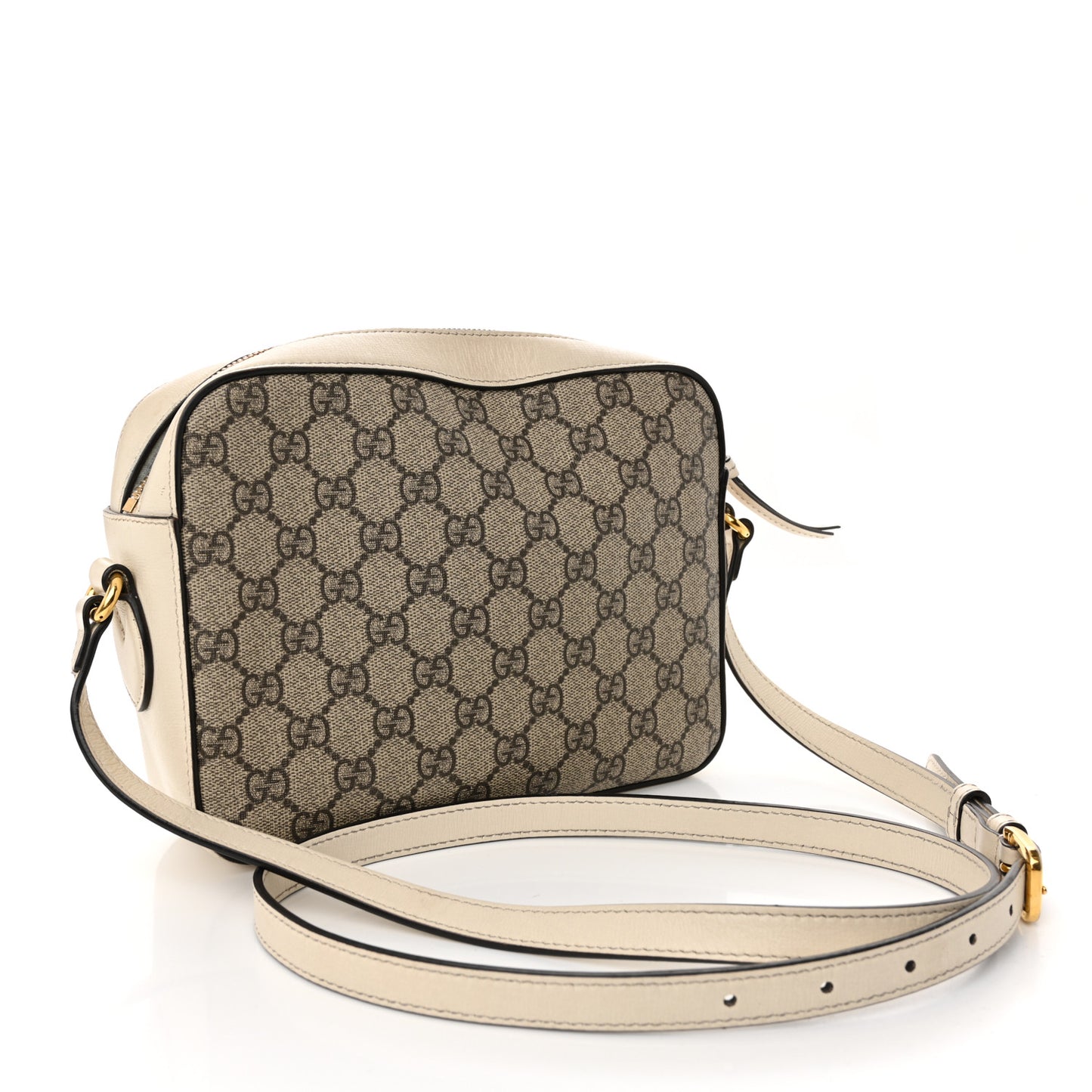 GG Supreme Monogram Small Horsebit 1955 Shoulder Bag Beige Mystic White