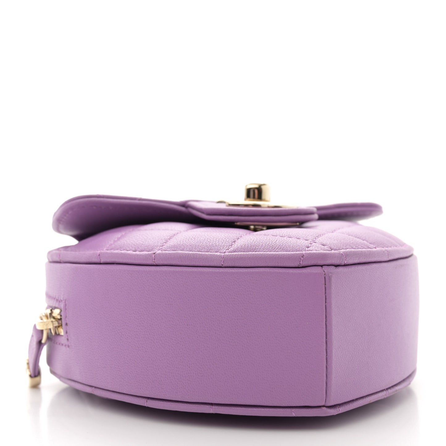 Lambskin Quilted CC In Love Heart Clutch With Chain Purple