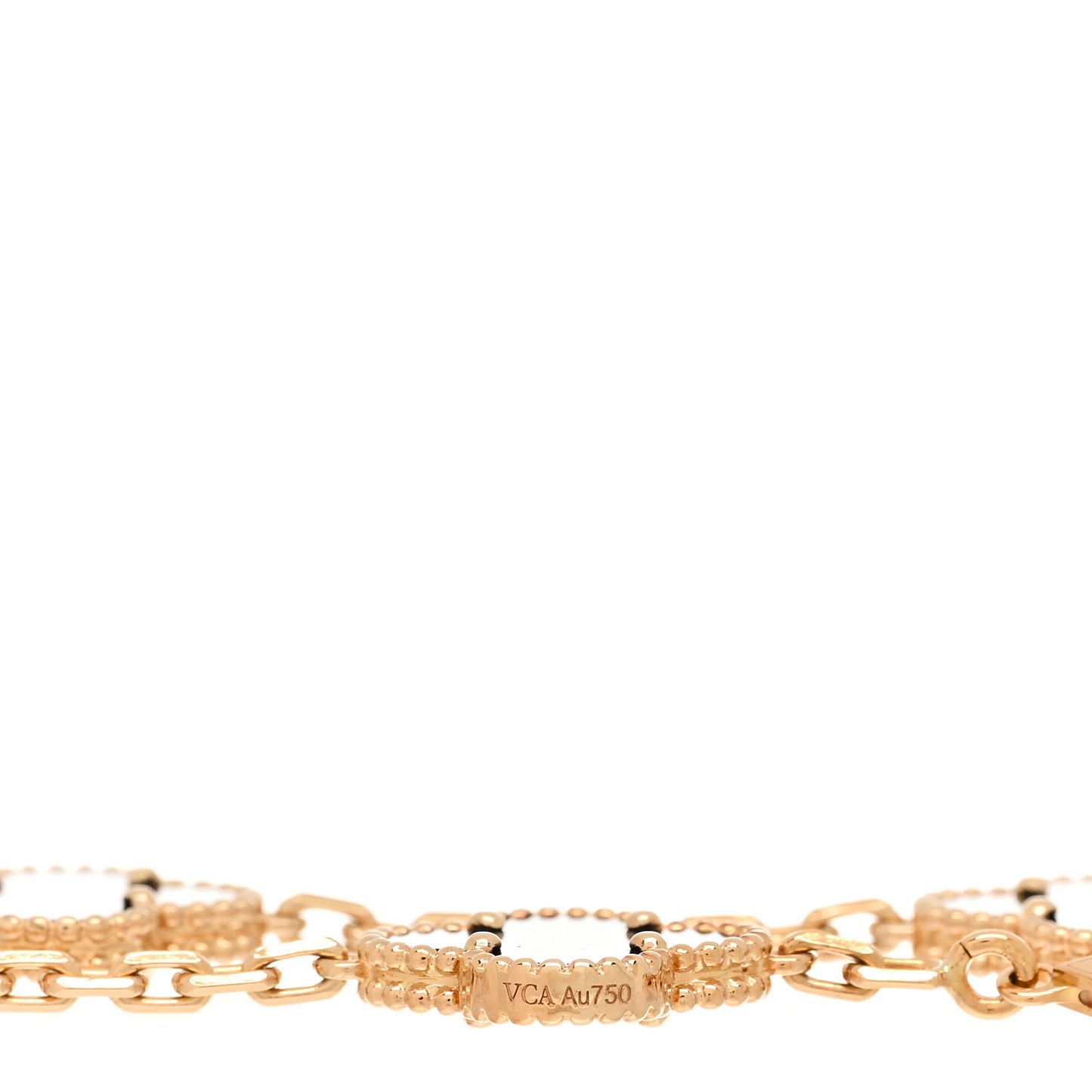 18K Yellow Gold Black Onyx 5 Motifs Vintage Alhambra Bracelet