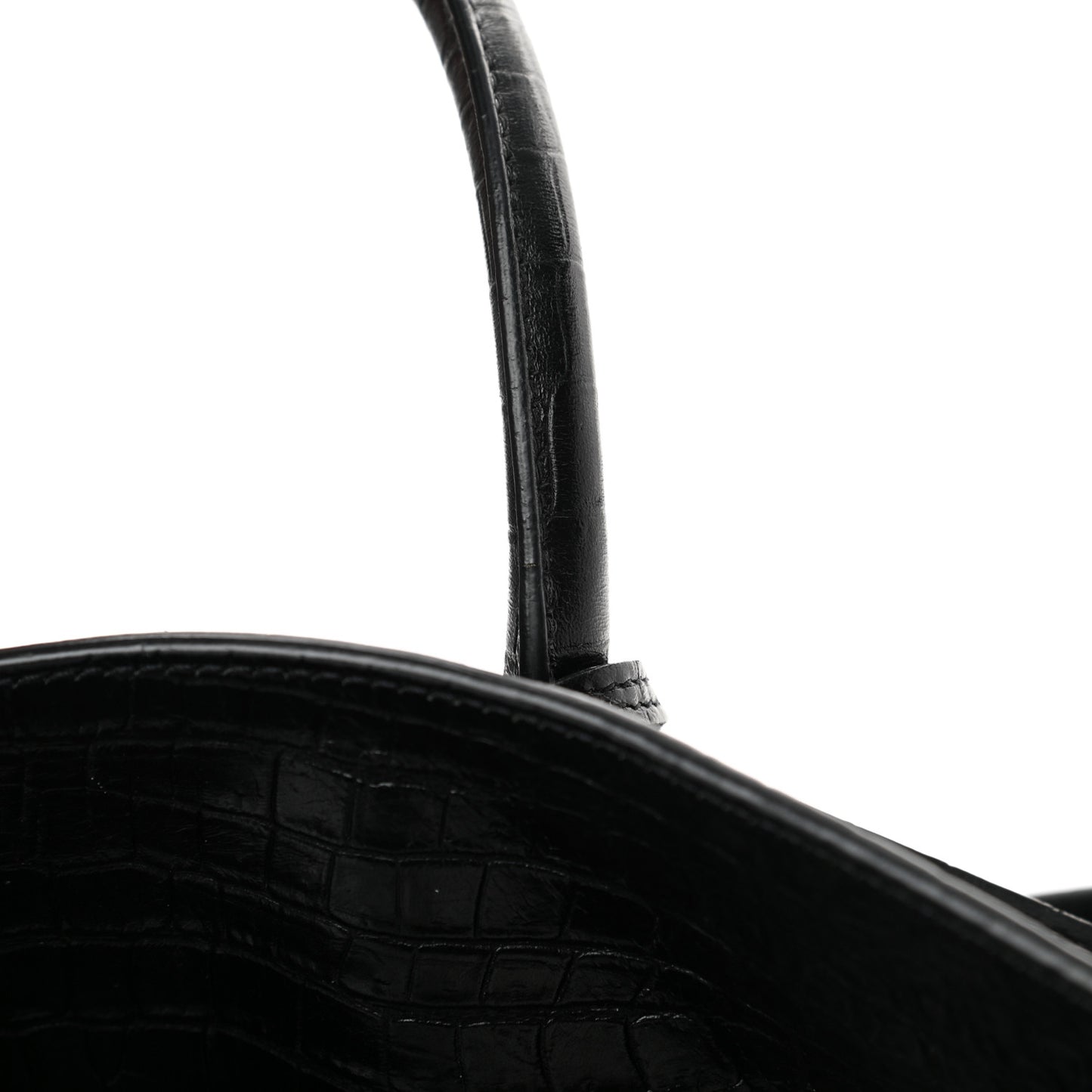 Calfskin Crocodile Embossed Small Supple Sac de Jour Black
