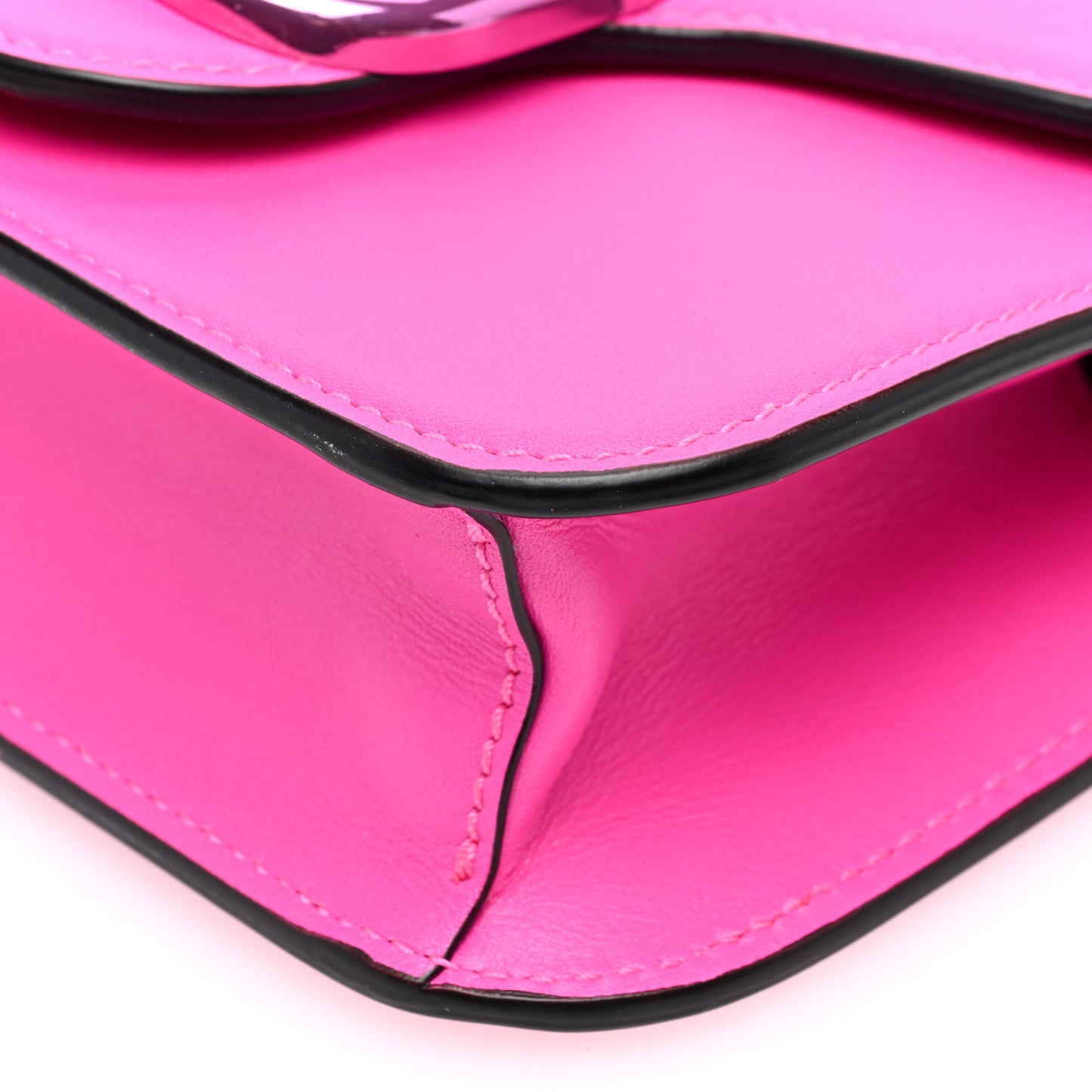Calfskin Lacquer Monochrome Vlogo Mini Loco Crossbody Bag Pink PP