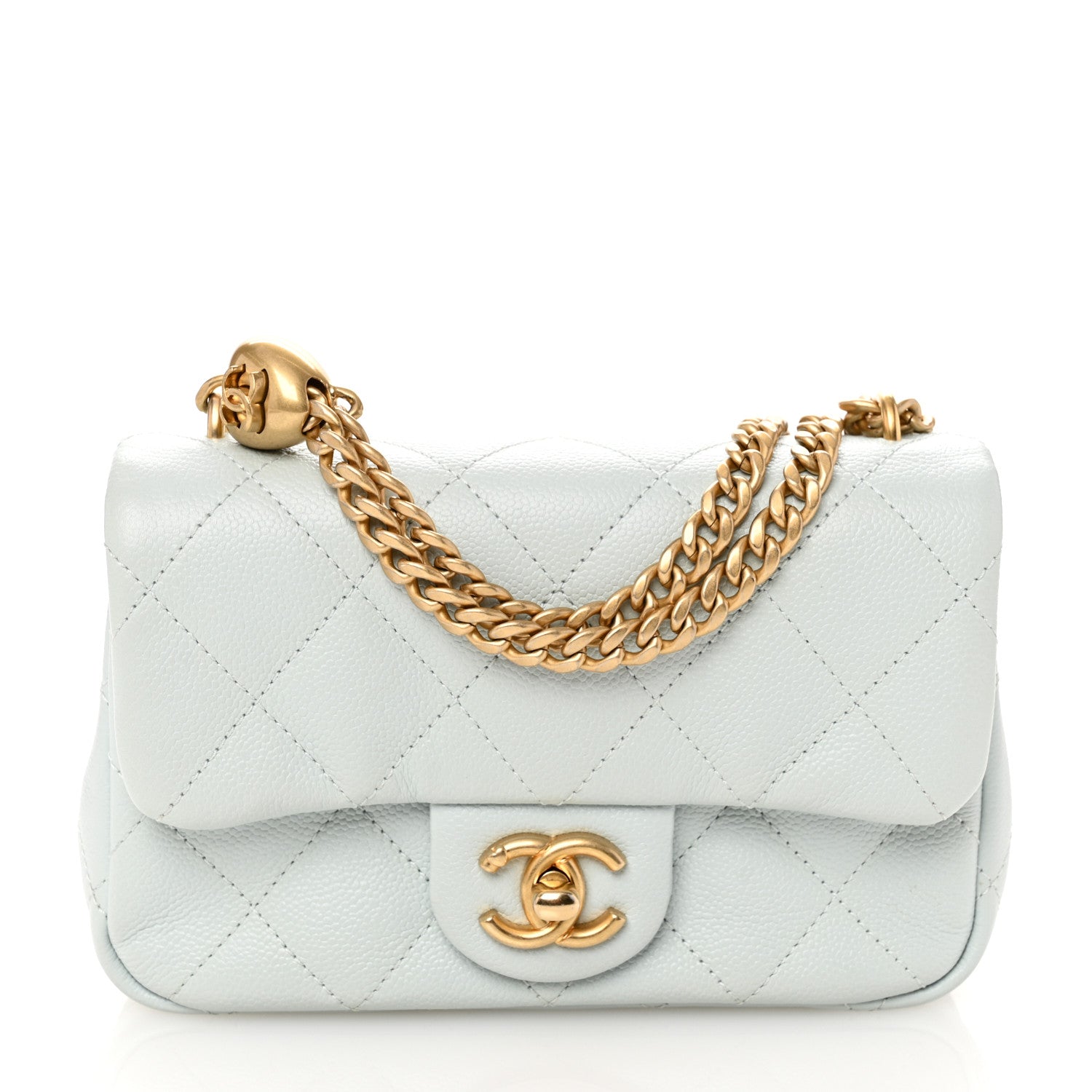 CHANEL MAKEUP ホワイトキルティング ショルダーバッグ Chanel Caviar Quilted Mini Sweetheart Flap Light Blue 1652962