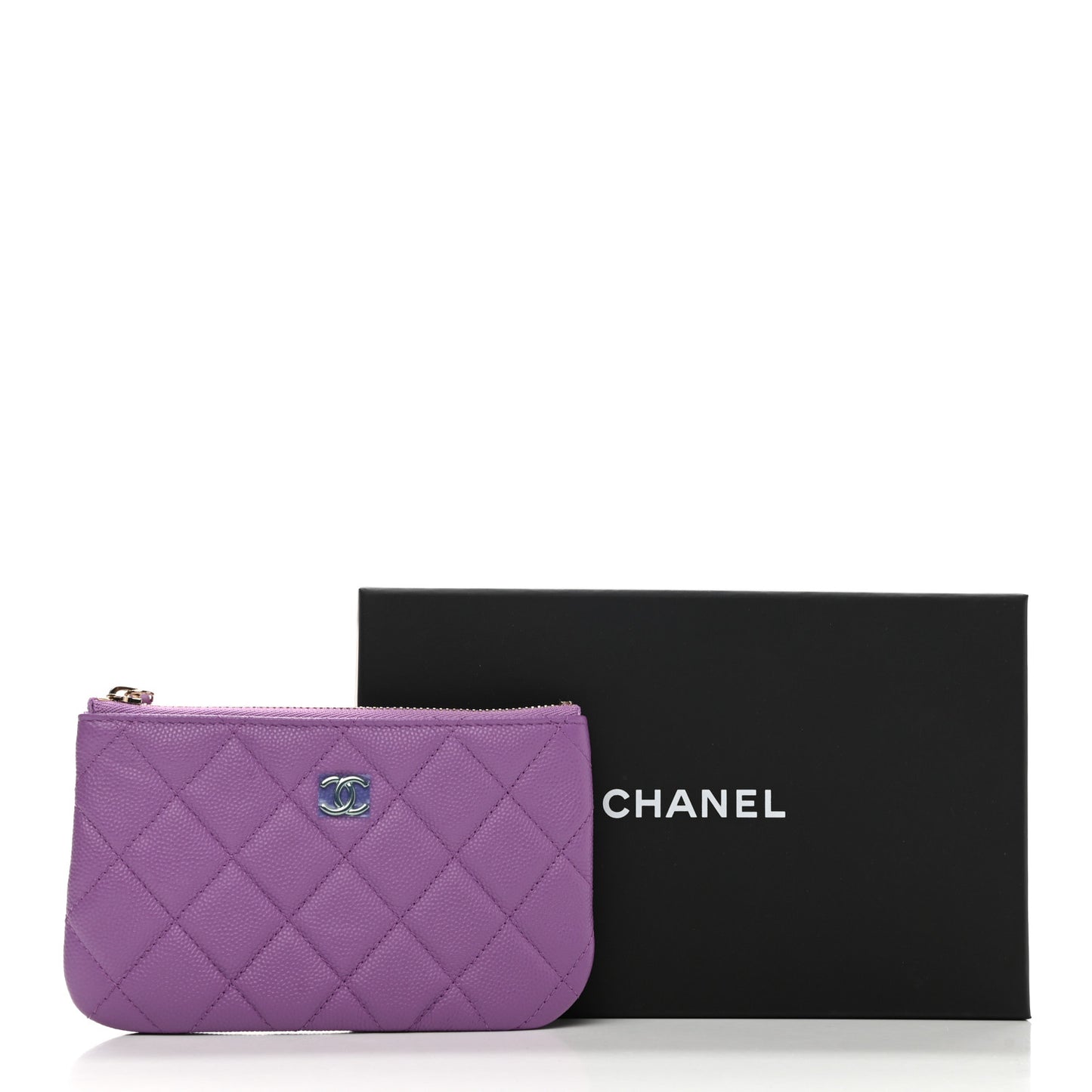 Caviar Quilted Small Cosmetic Case Purple
