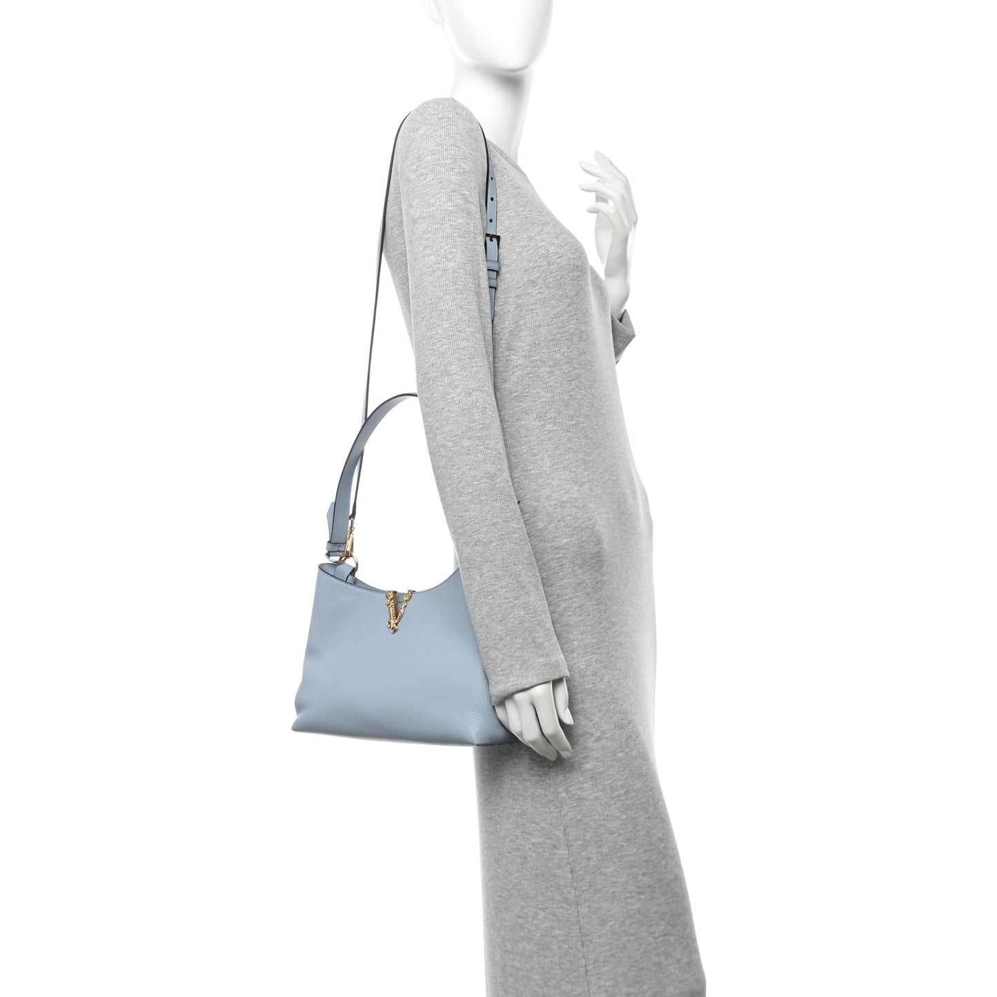 Calfskin Vitello Virtus Hobo Light Blue