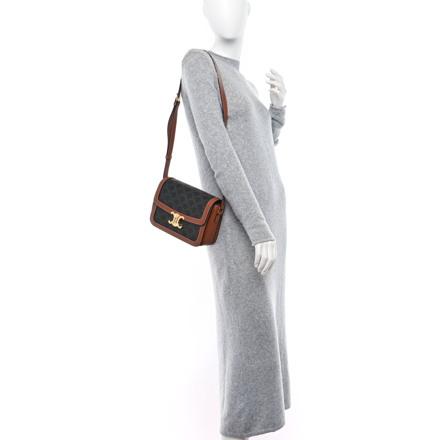 Triomphe Canvas Calfskin Medium Triomphe Bag Tan