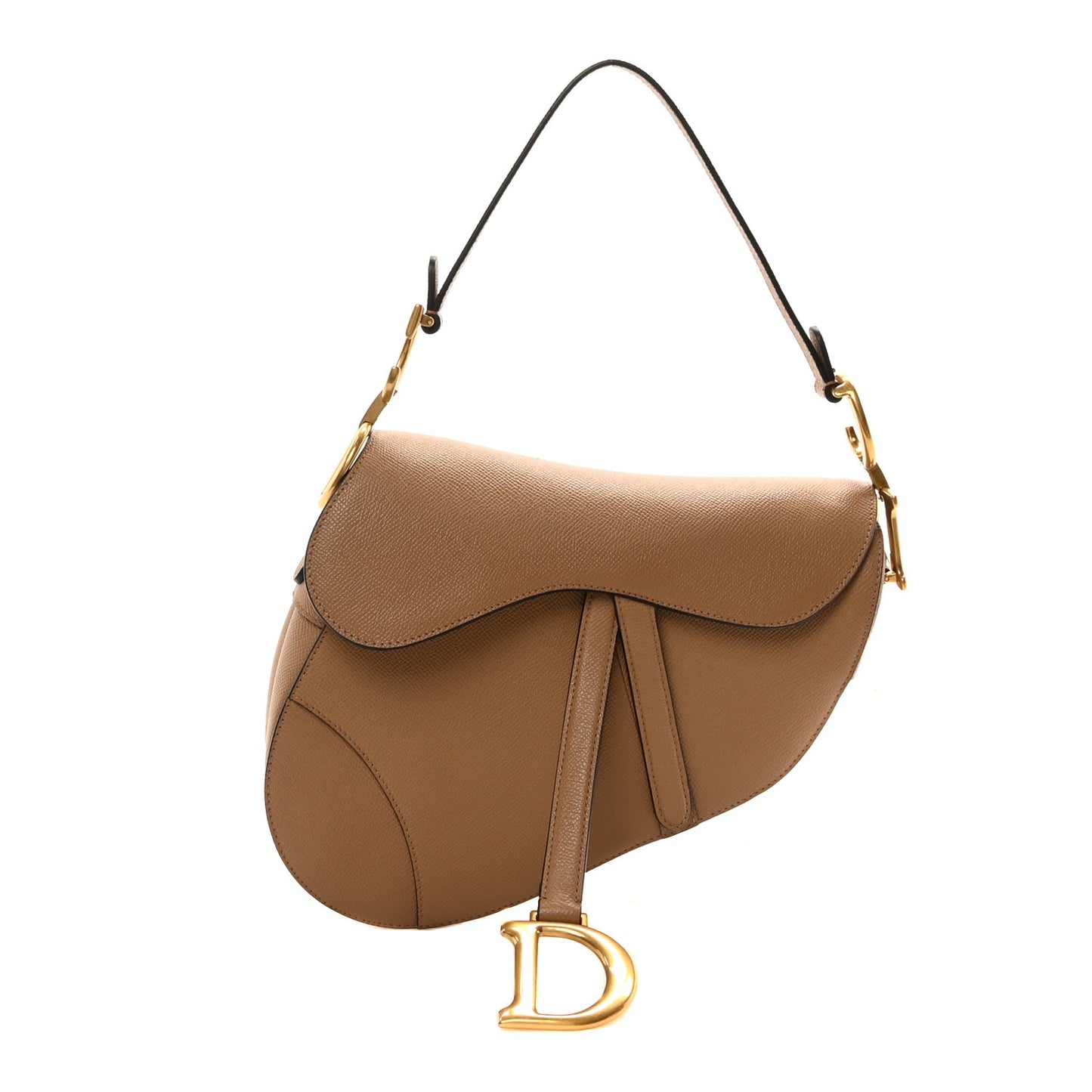 Grained Calfskin Saddle Bag Light Brown