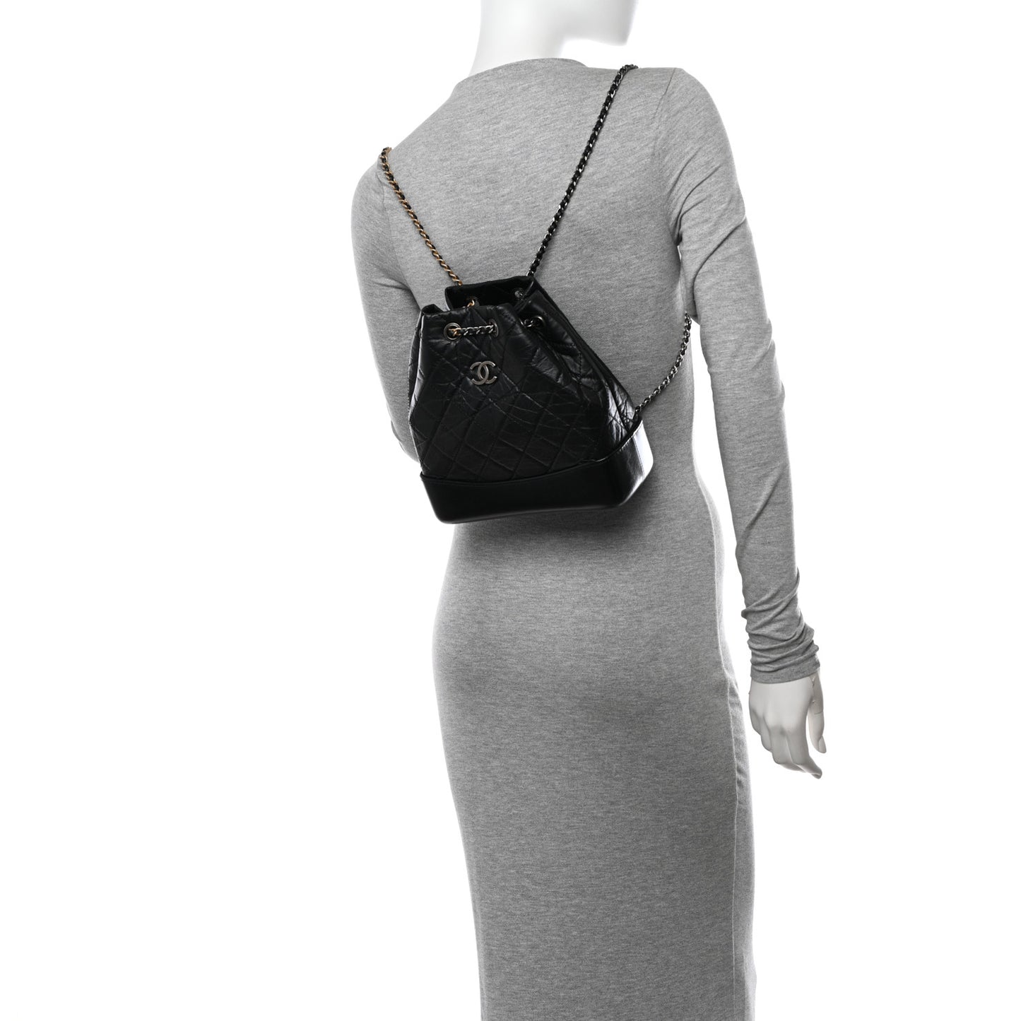 Aged Calfskin Quilted Small Gabrielle Backpack Black
