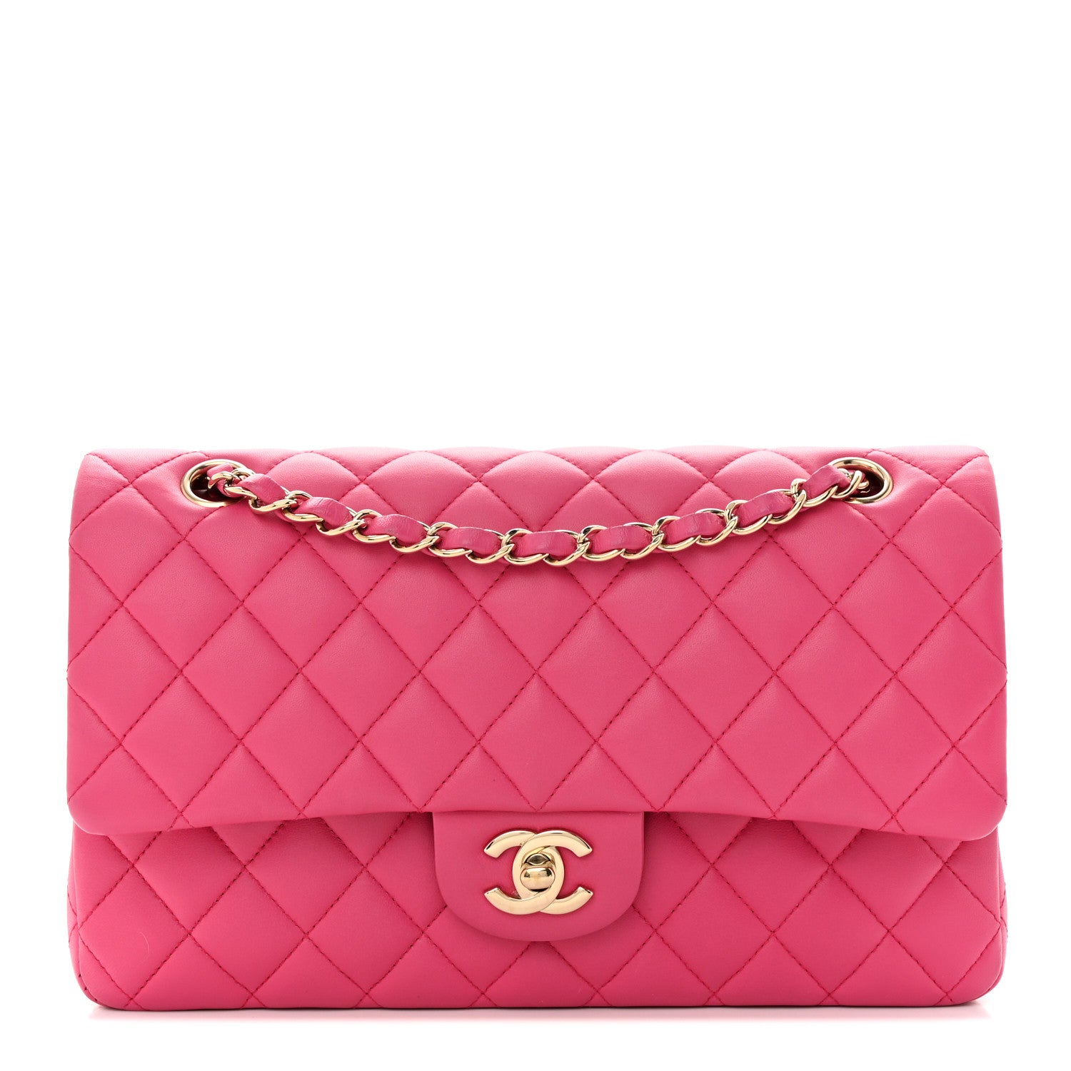 Chanel Lambskin Quilted Medium Double Flap Pink 1 of 14