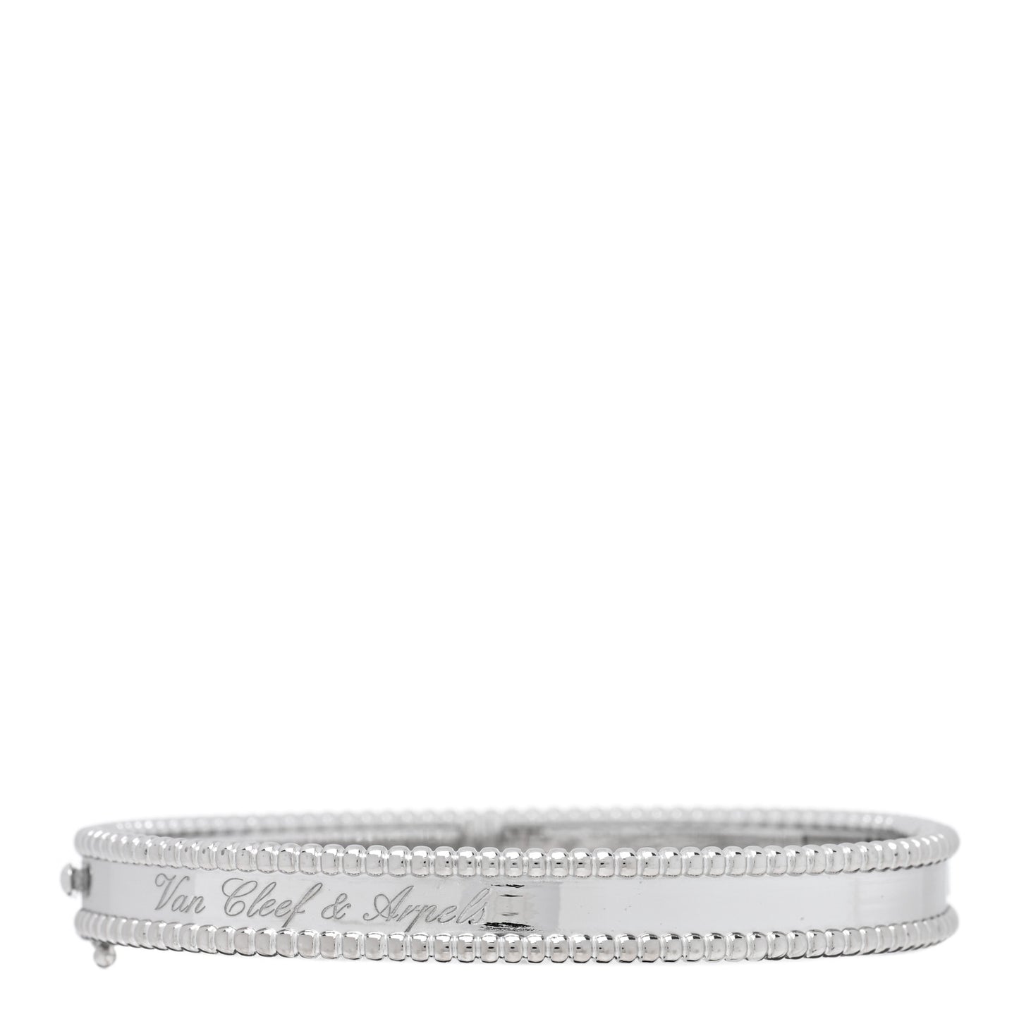18K White Gold Perlee Signature Bangle Bracelet M