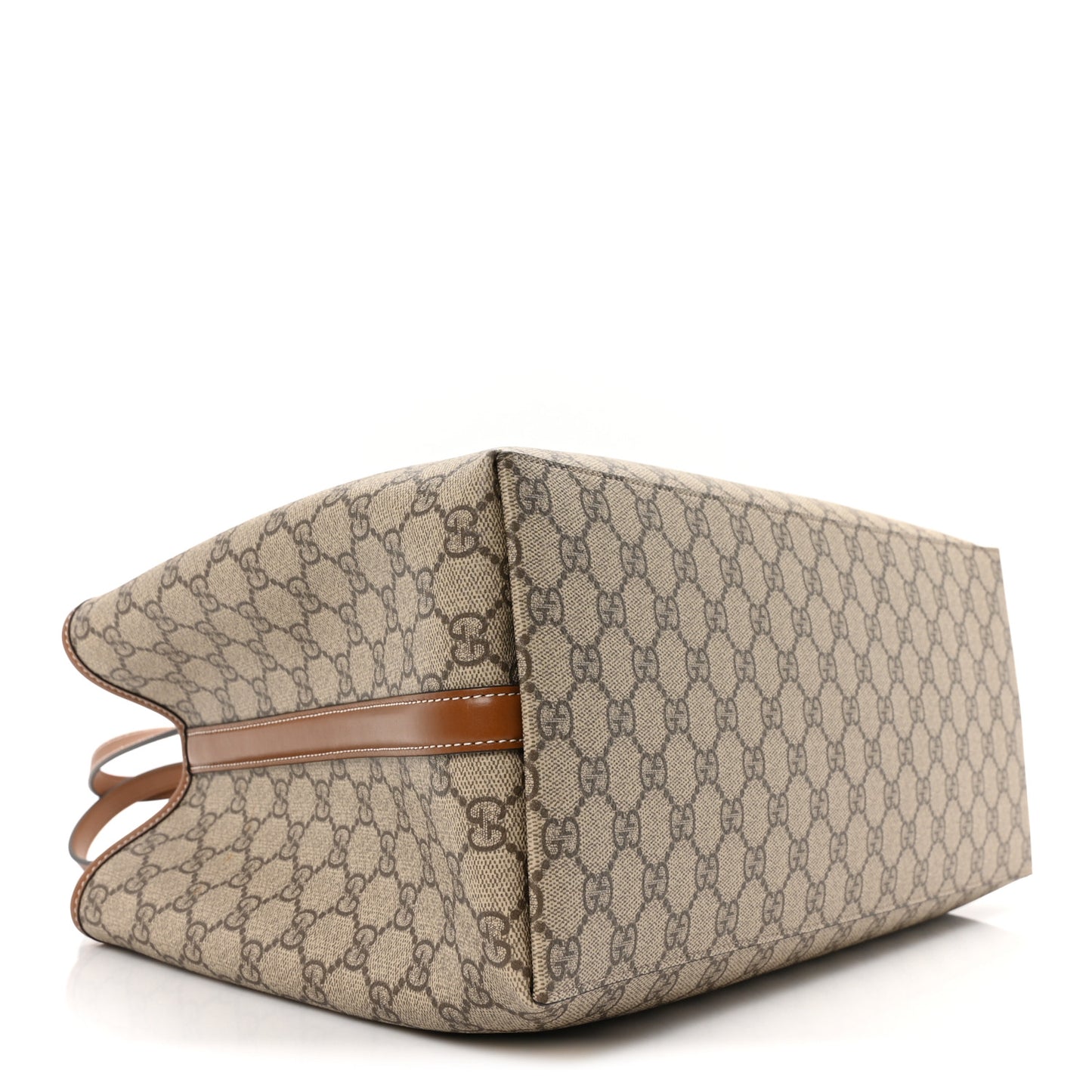 GG Supreme Monogram Emblem Medium Tote Bag Beige Dark Brown