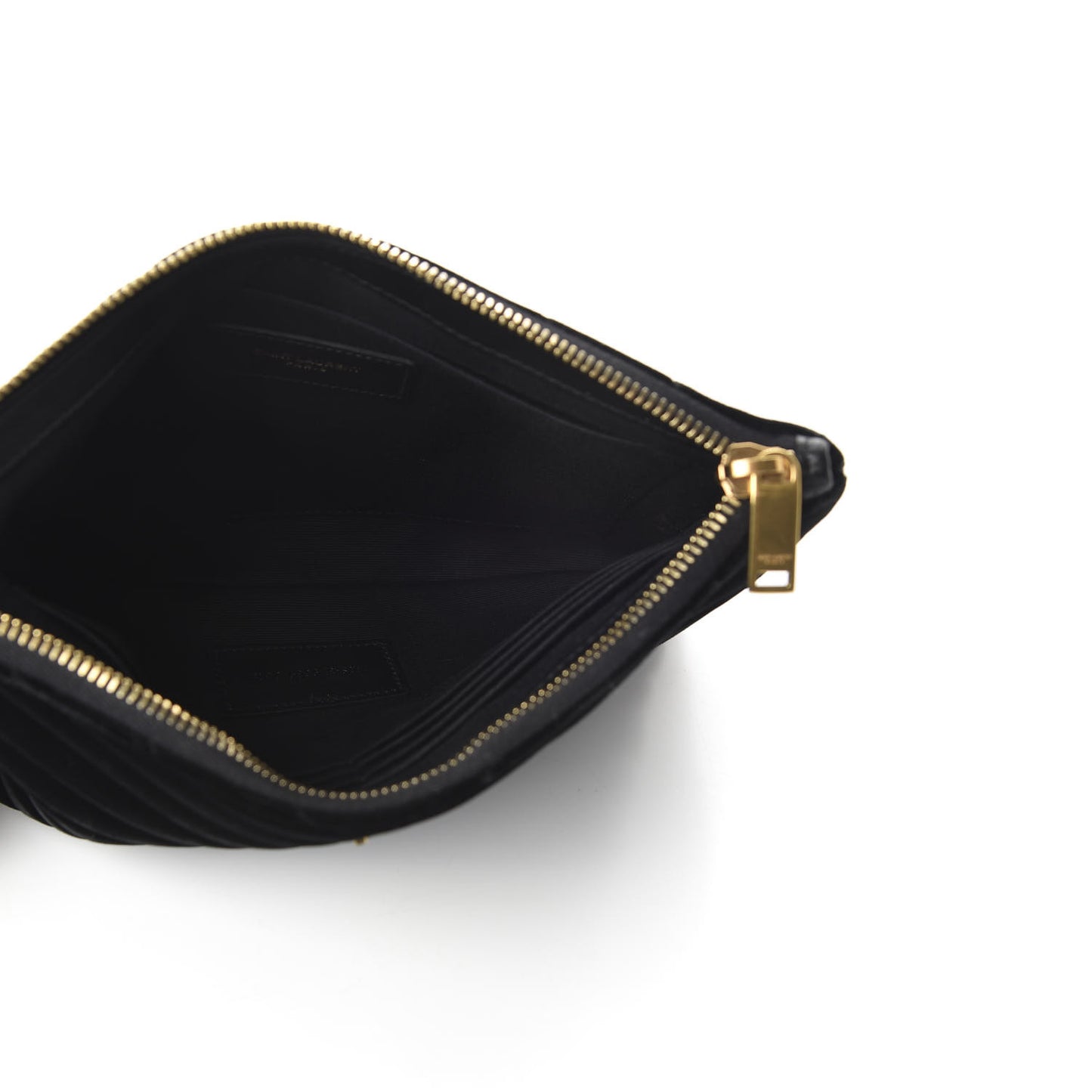 Velvet Matelasse Chevron Monogram A5 Wristlet Black