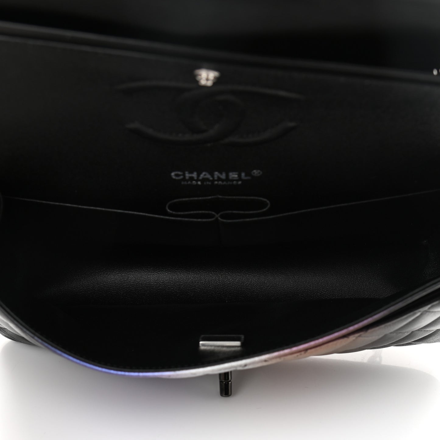 Calfskin Quilted Ombre Medium Double Flap Black