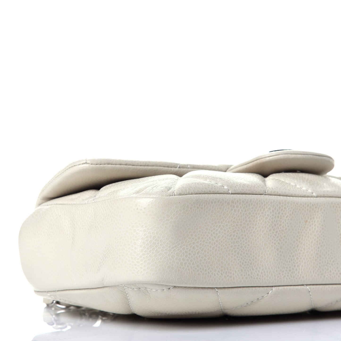 Glazed Caviar Quilted Small Nature Flap Bag White