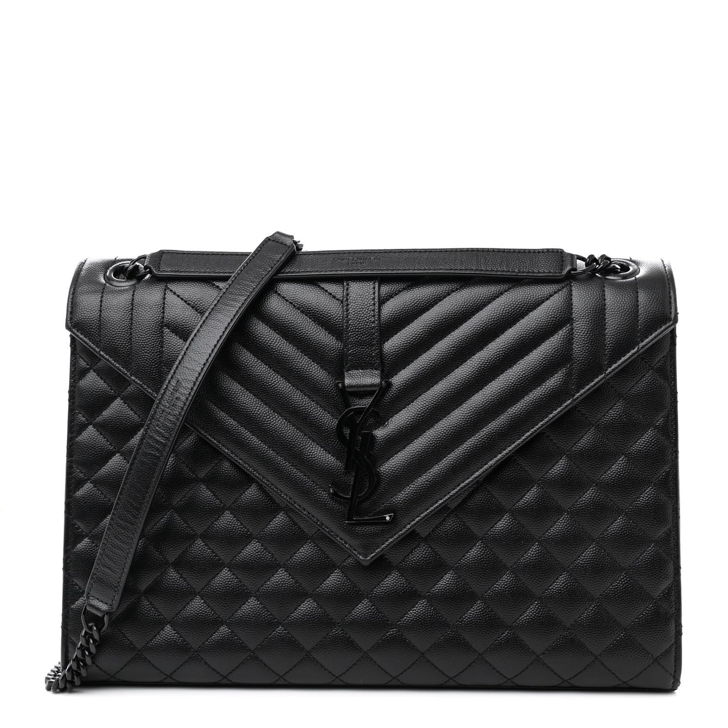 Grain De Poudre Textured Mixed Matelasse Triquilt Medium Monogram Monochrome Satchel Black