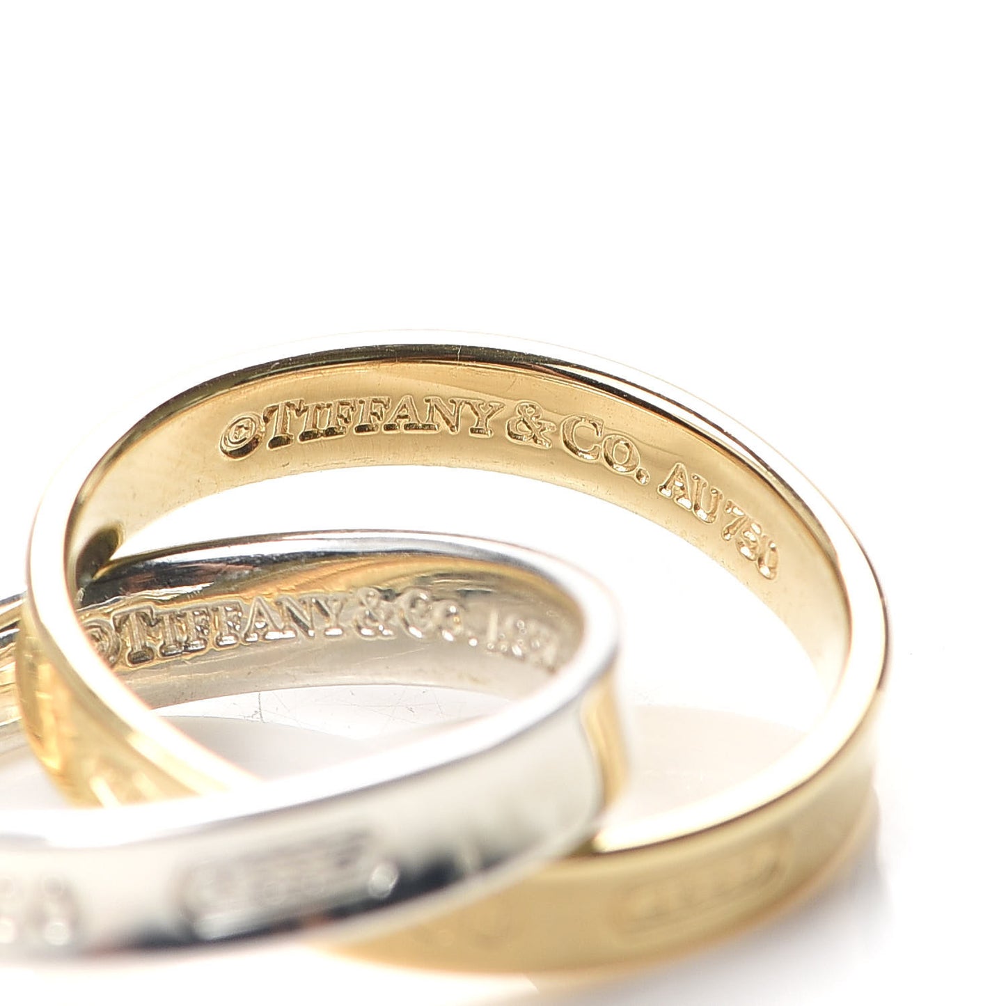 Sterling Silver 18K Yellow Gold 1837 Interlocking Circles Ring 54 6.75