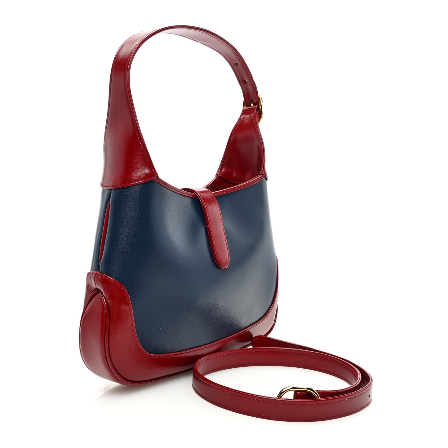 Boarded Dyana Lux Calfskin Bi-Color Small Jackie 1961 Hobo Burgundy Navy