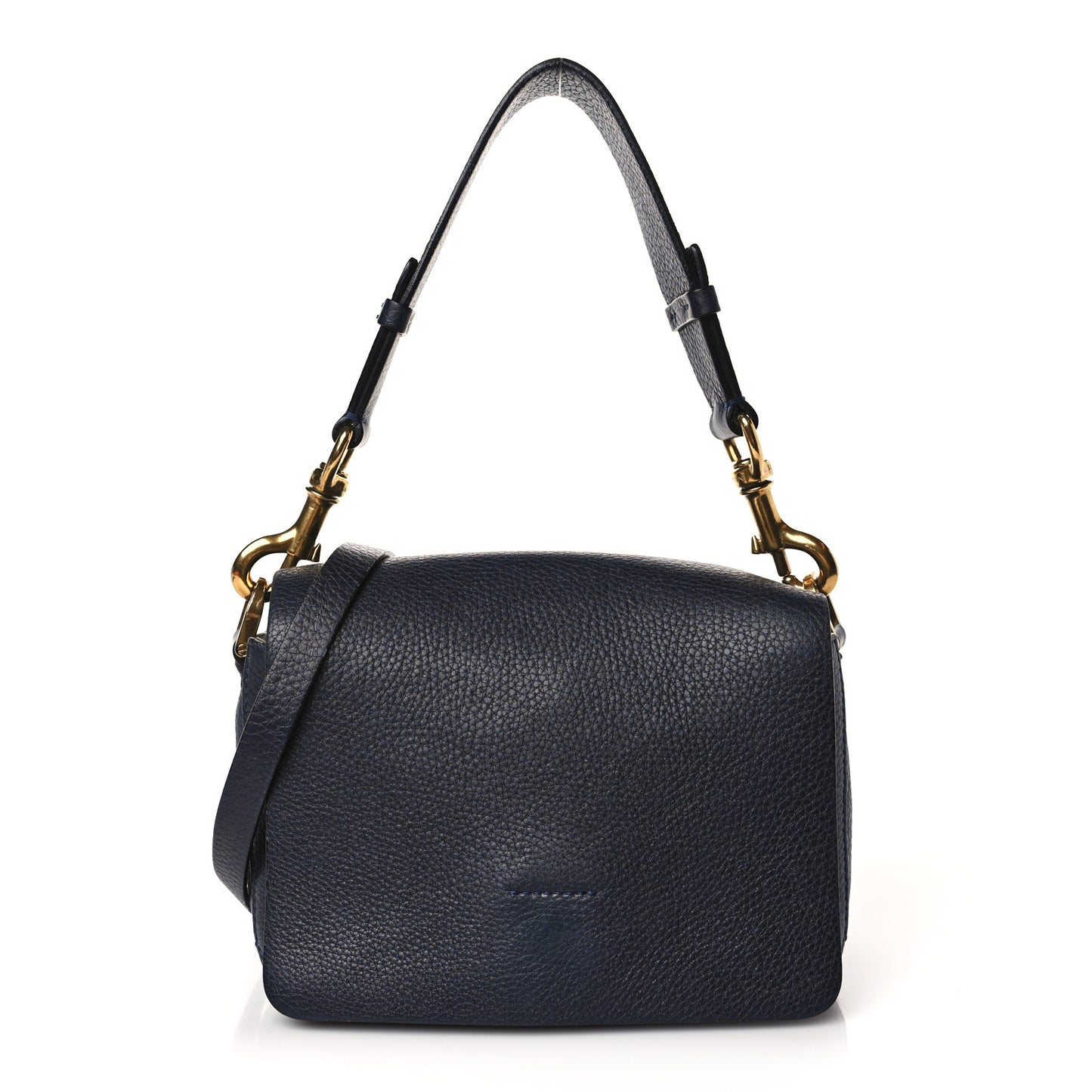 Grained Calfskin Box Messenger Bag Navy