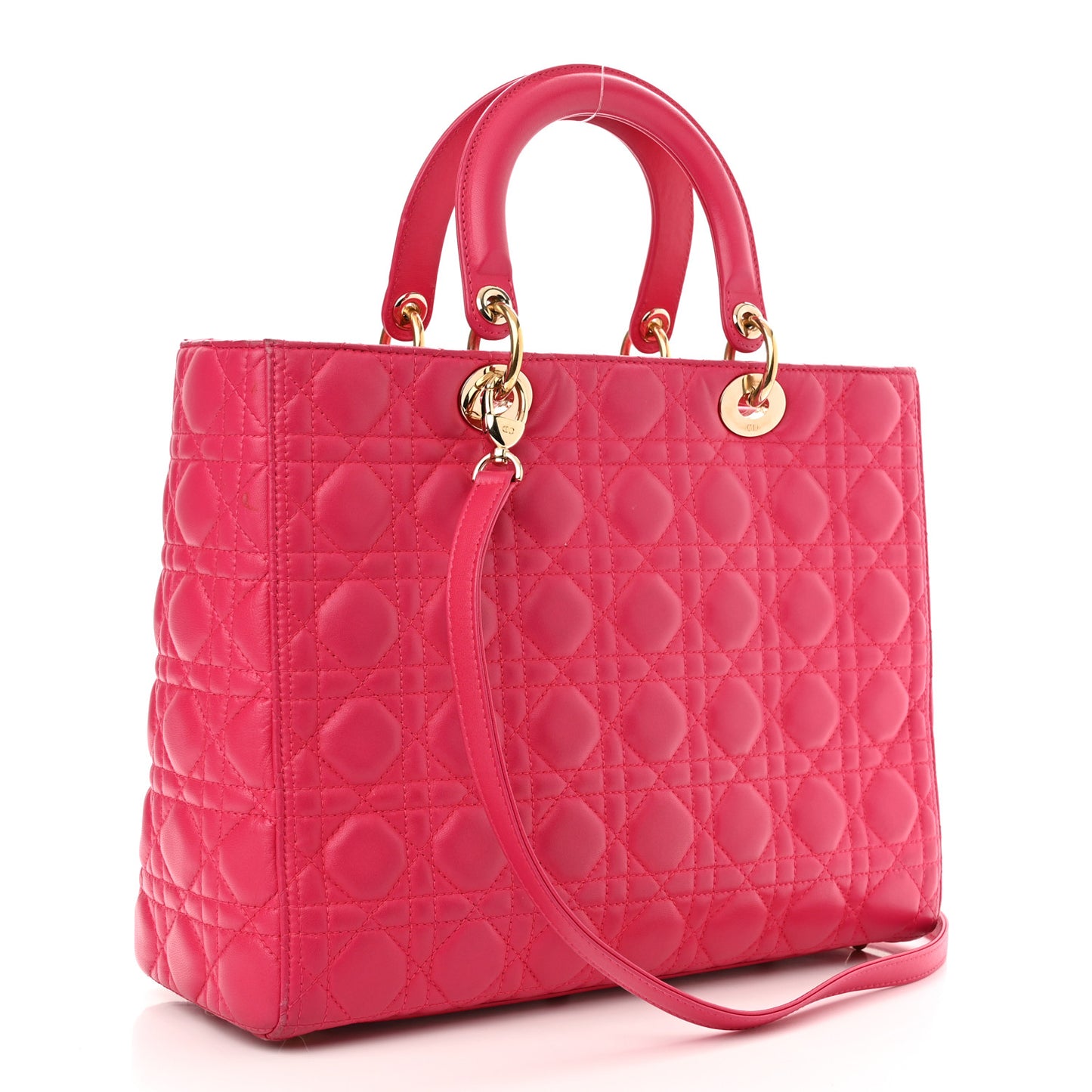 Lambskin Cannage Large Lady Dior Fuchsia