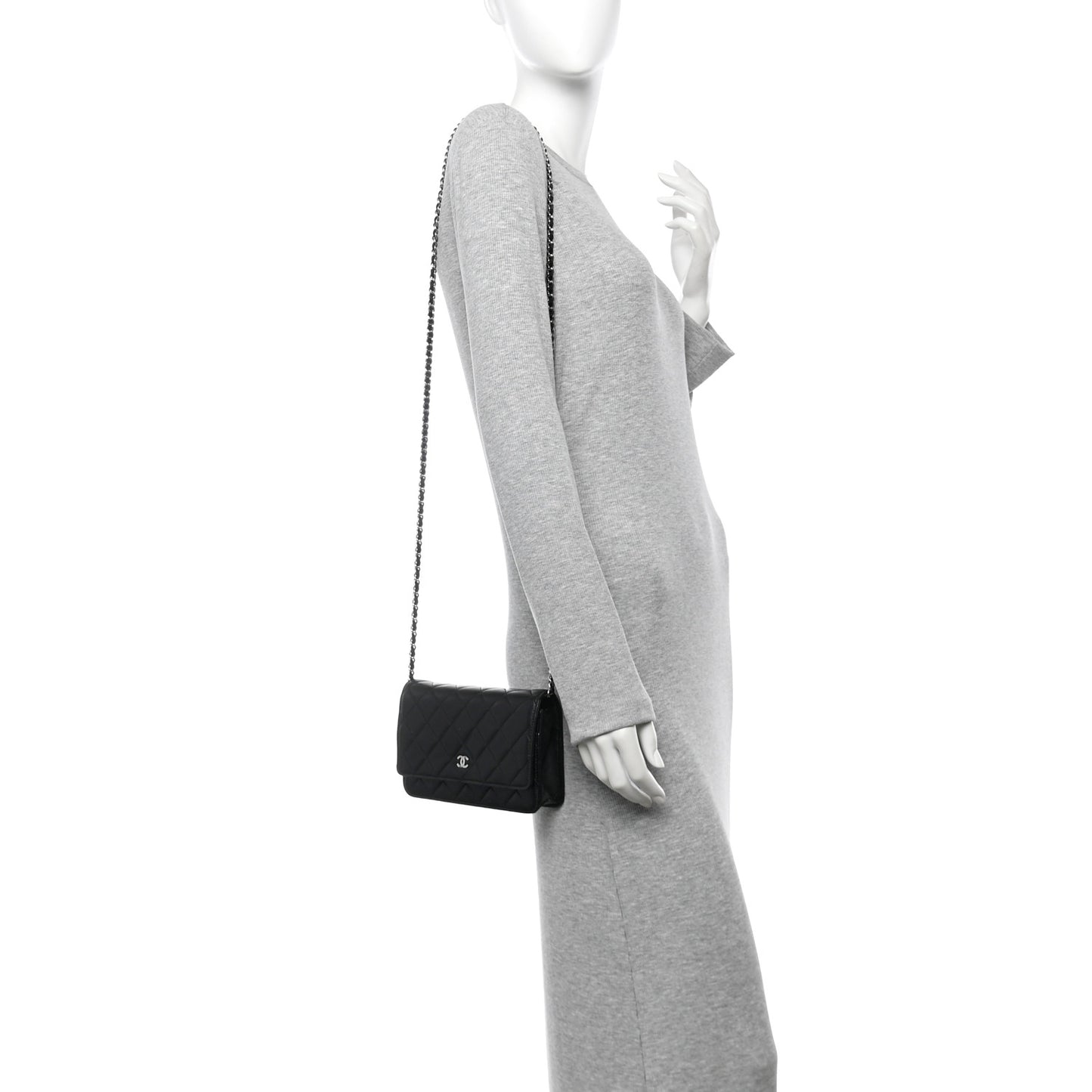 Lambskin Quilted Wallet On Chain WOC Black