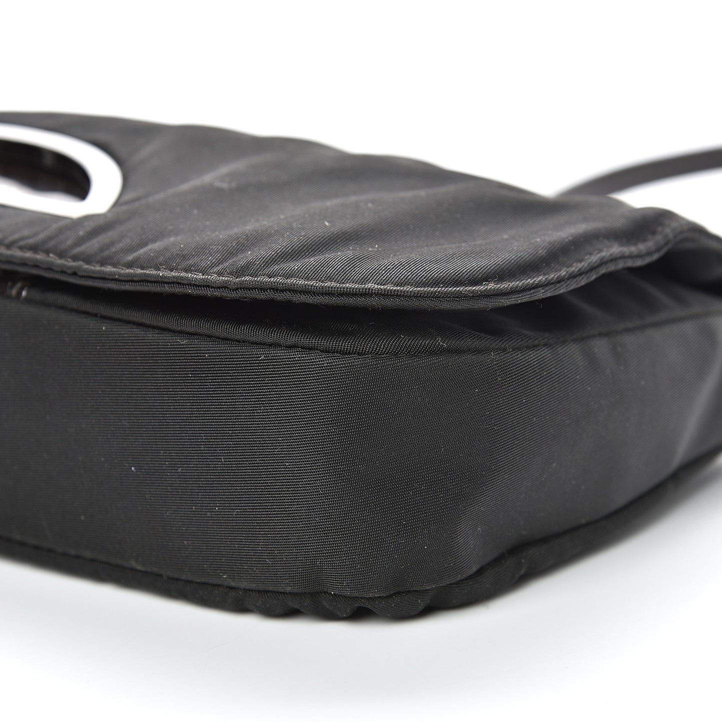Nylon Calfskin Maris Pearl Beaded Shoulder Bag Black