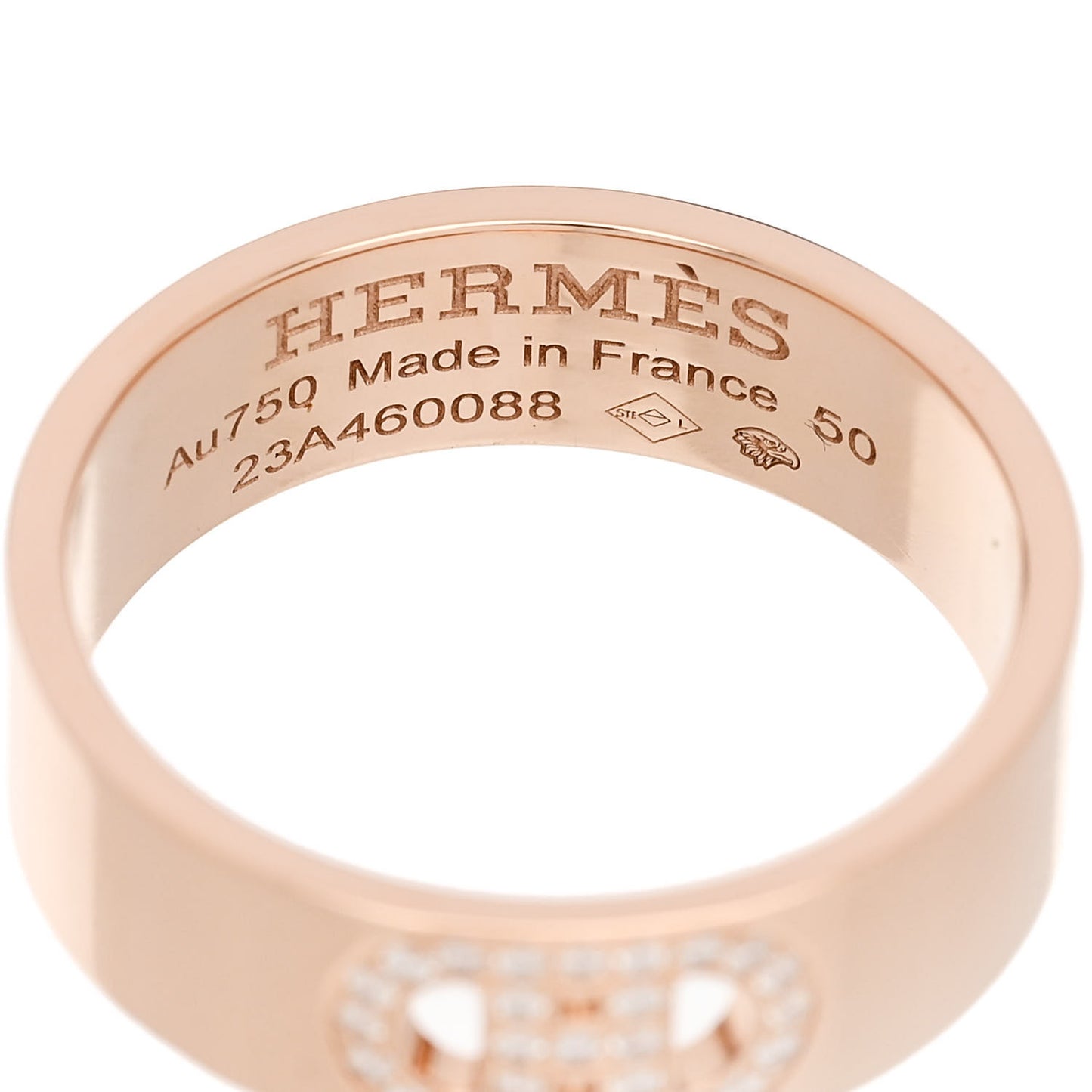 18K Rose Gold Diamond PM H D'Ancre Ring 50 5.25