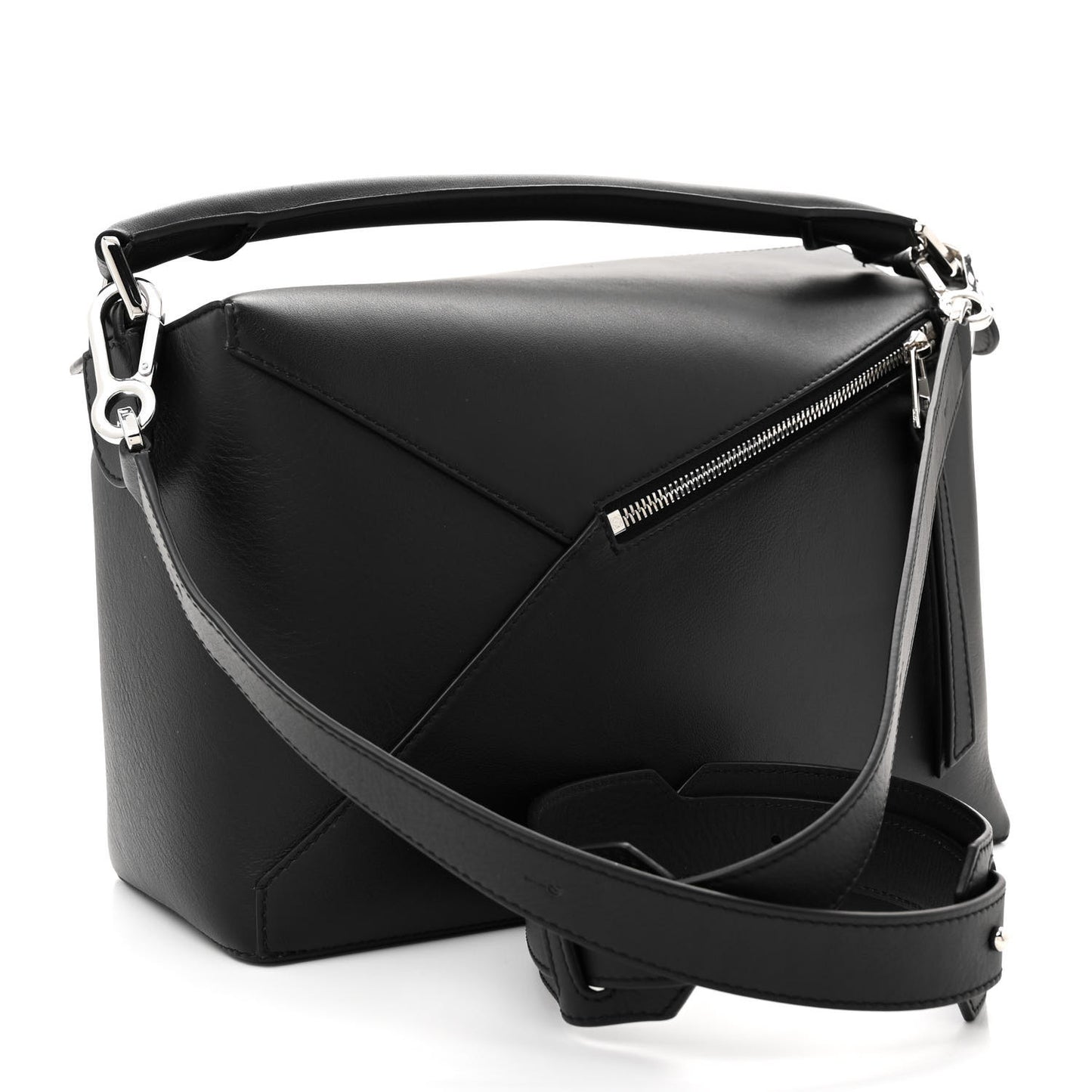 Calfskin Medium Puzzle Edge Bag Black