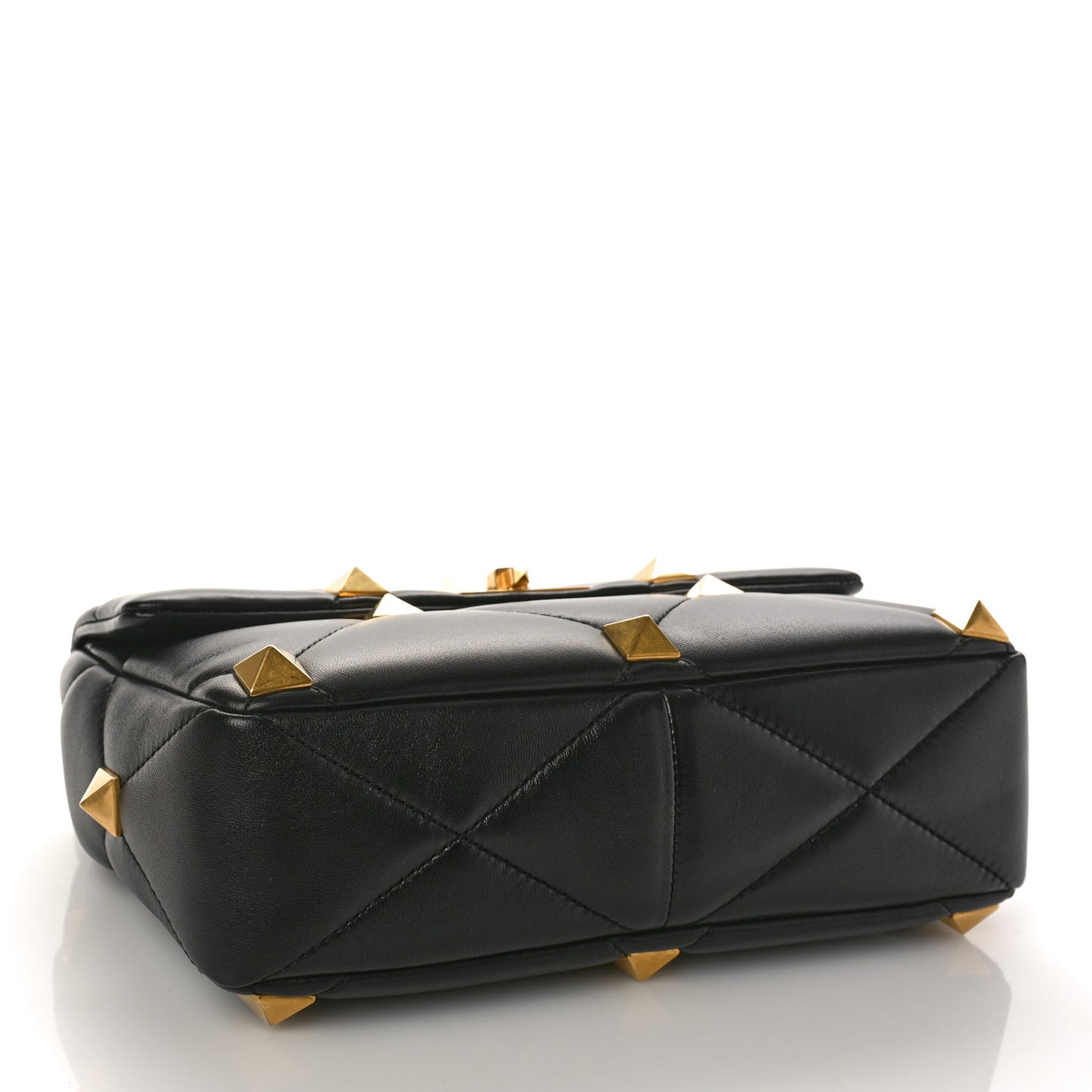 Nappa Large Roman Stud Shoulder Bag Black