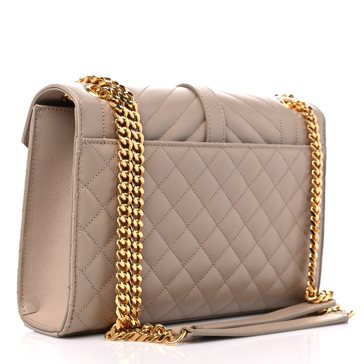 Grain De Poudre Textured Mixed Matelasse Medium Triquilt Monogram Satchel Dark Beige