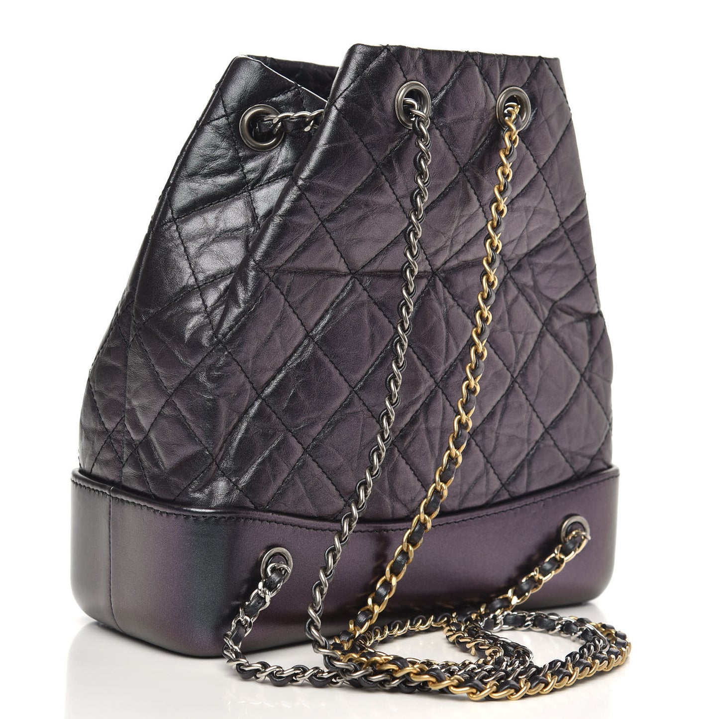 Aged Calfskin Quilted Small Gabrielle Backpack Black