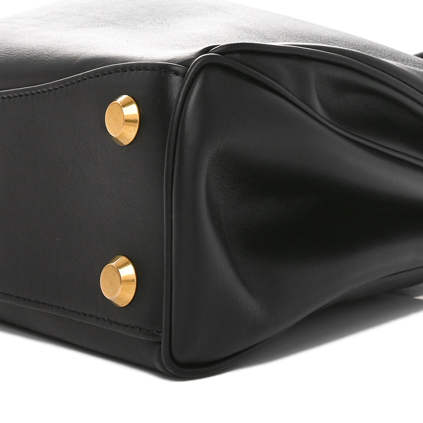Natural Smooth Calfskin Small Rodeo Top Handle Handbag Black