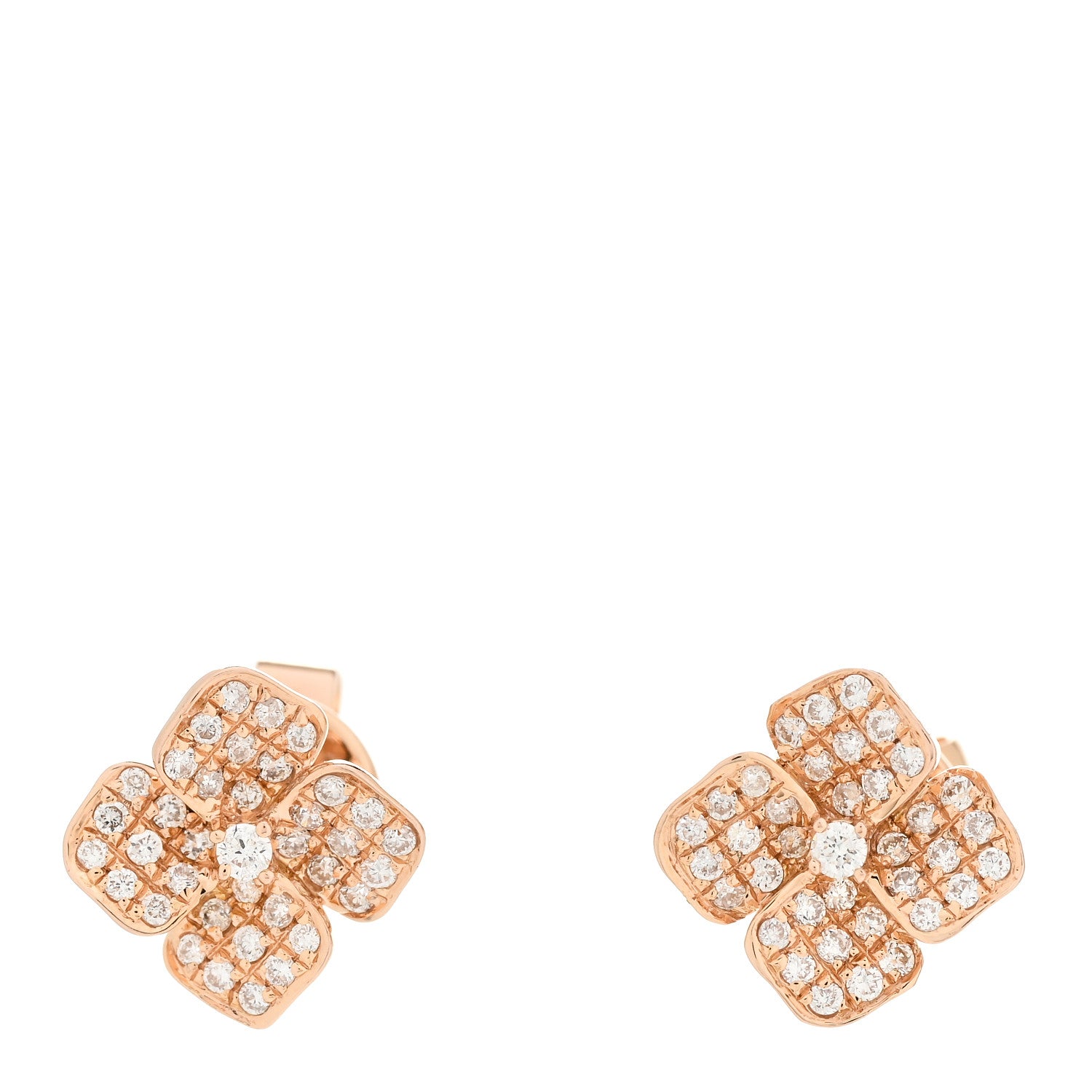 Anita Ko 18K Rose Gold Diamond Flower Stud Earrings 1 of 5