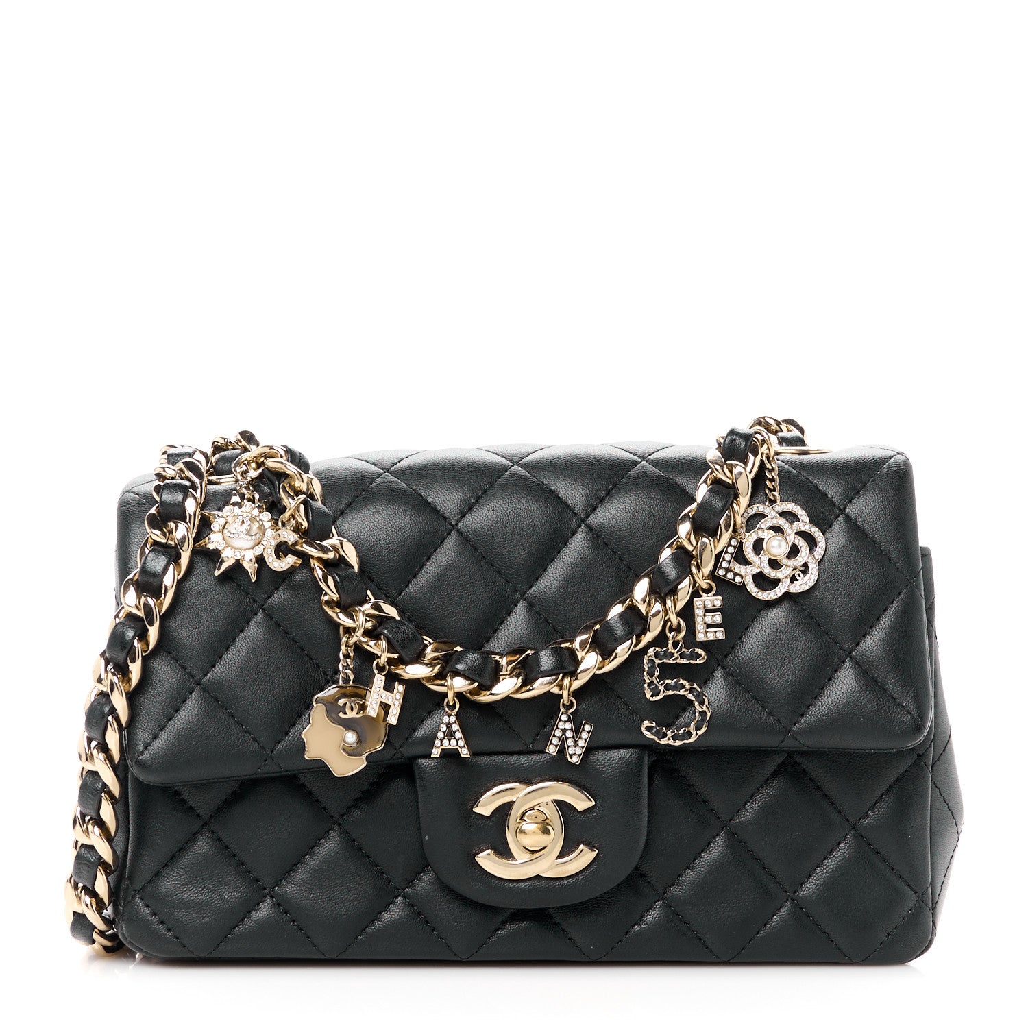 Chanel Lambskin Quilted Mini Coco Charms Rectangular Flap Black 1 of 11